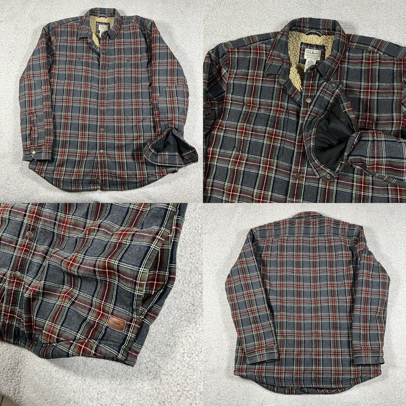 Vintage LL Bean Shirt Mens L Plaid Heavy Sherpa Fleece Lined Shacket Flannel Pockets Size US L / EU 52-54 / 3 - 9 Thumbnail
