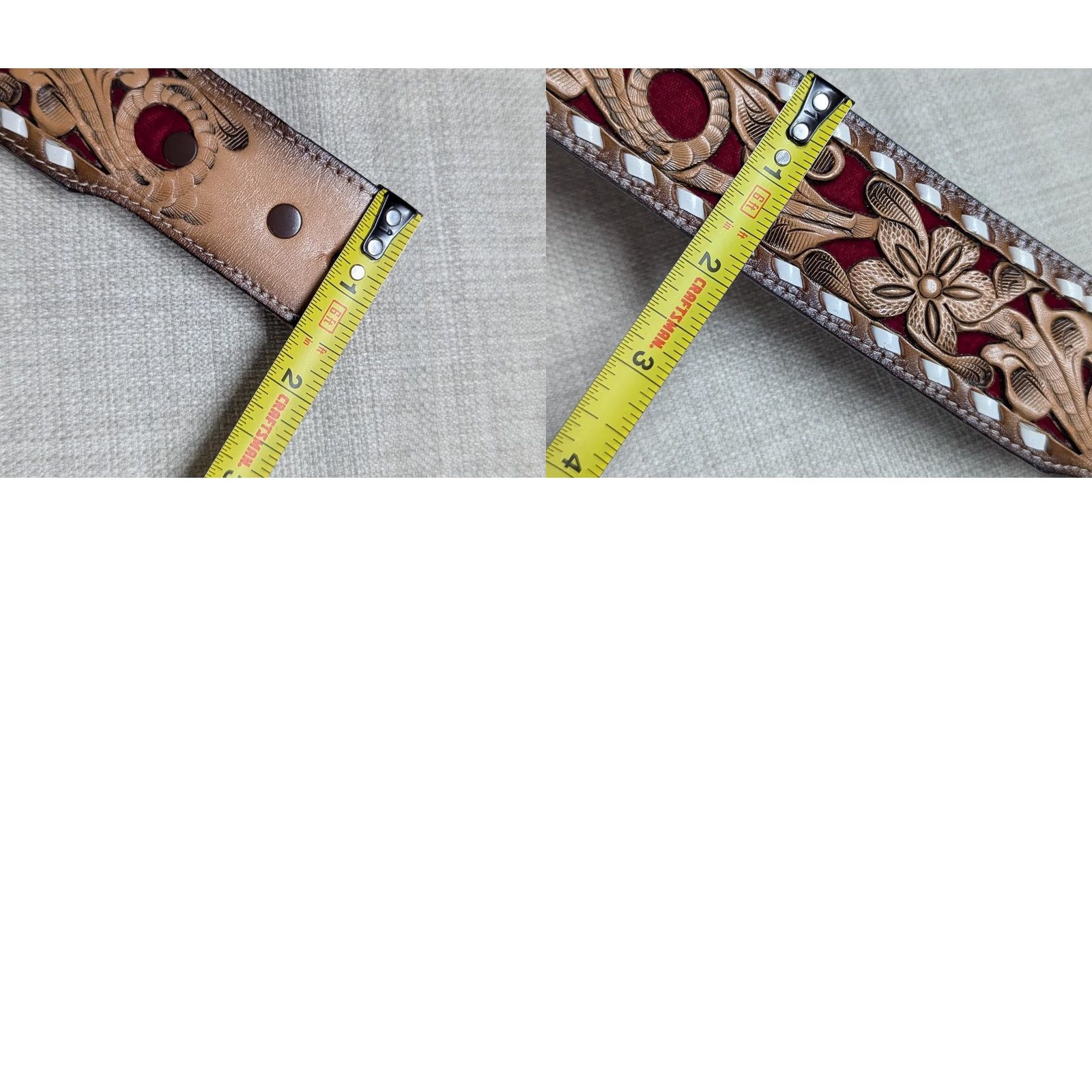 Tony Lama VINTAGE Tony Lama belt Leather WESTERN belt 28 Unisex Adults Brown Tooled Rodeo 1960s 1970s Mens Womens boys girls Size 28 - 9 Thumbnail