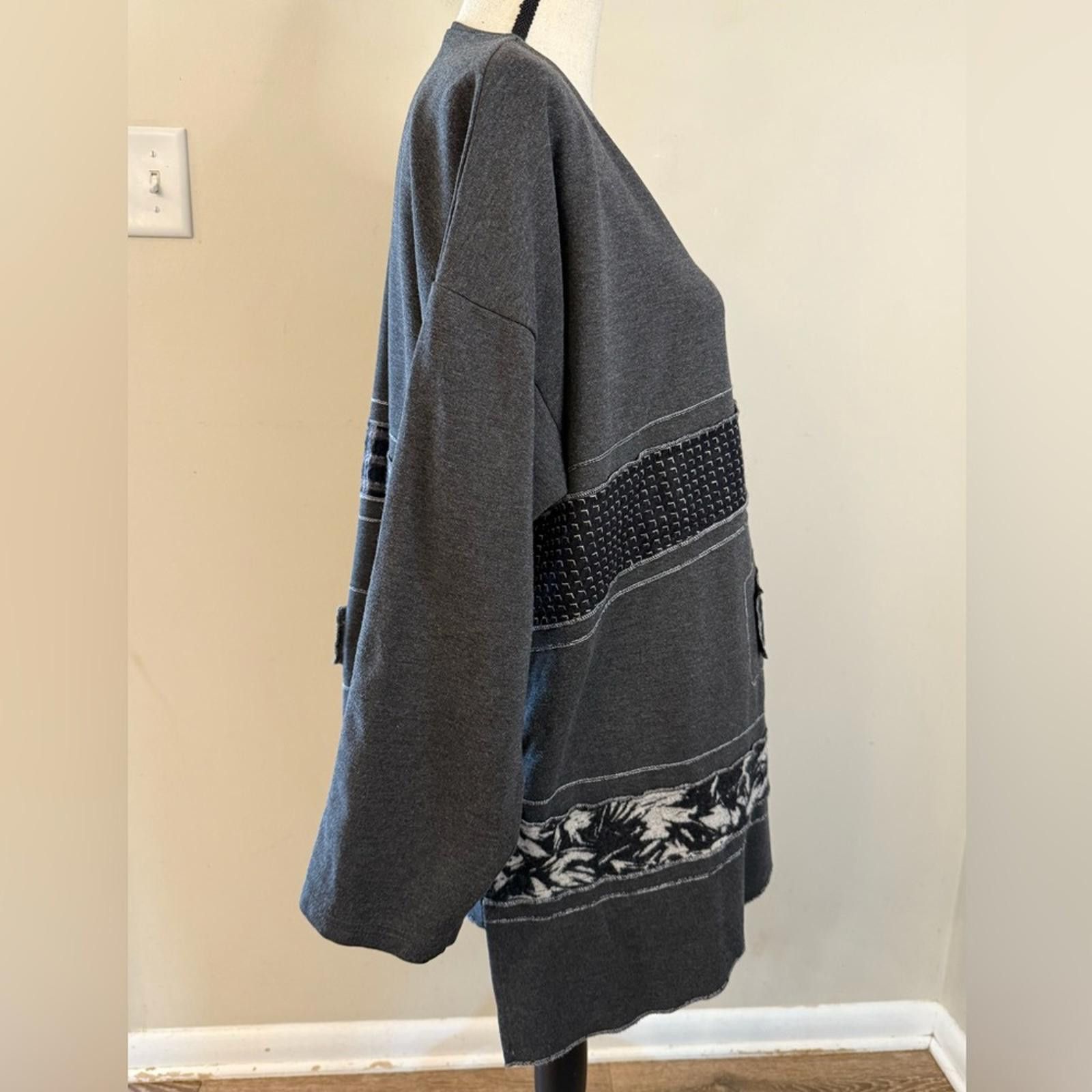 Ximon Lee Xiao gray patchwork chunky sweatshirt sweater SZ LG Size L / US 10 / IT 46 - 2 Thumbnail