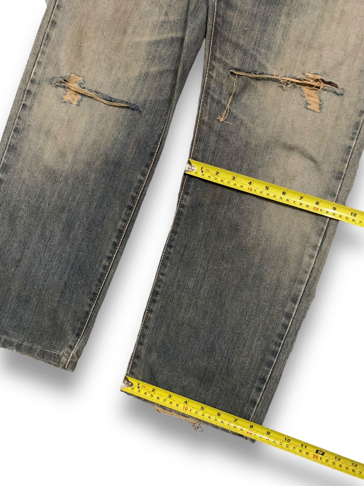 Edwin Vintage Y2K Edwin 403 Yellow Mud Wash Loose Distressed Jeans Size US 35 - 18 Thumbnail