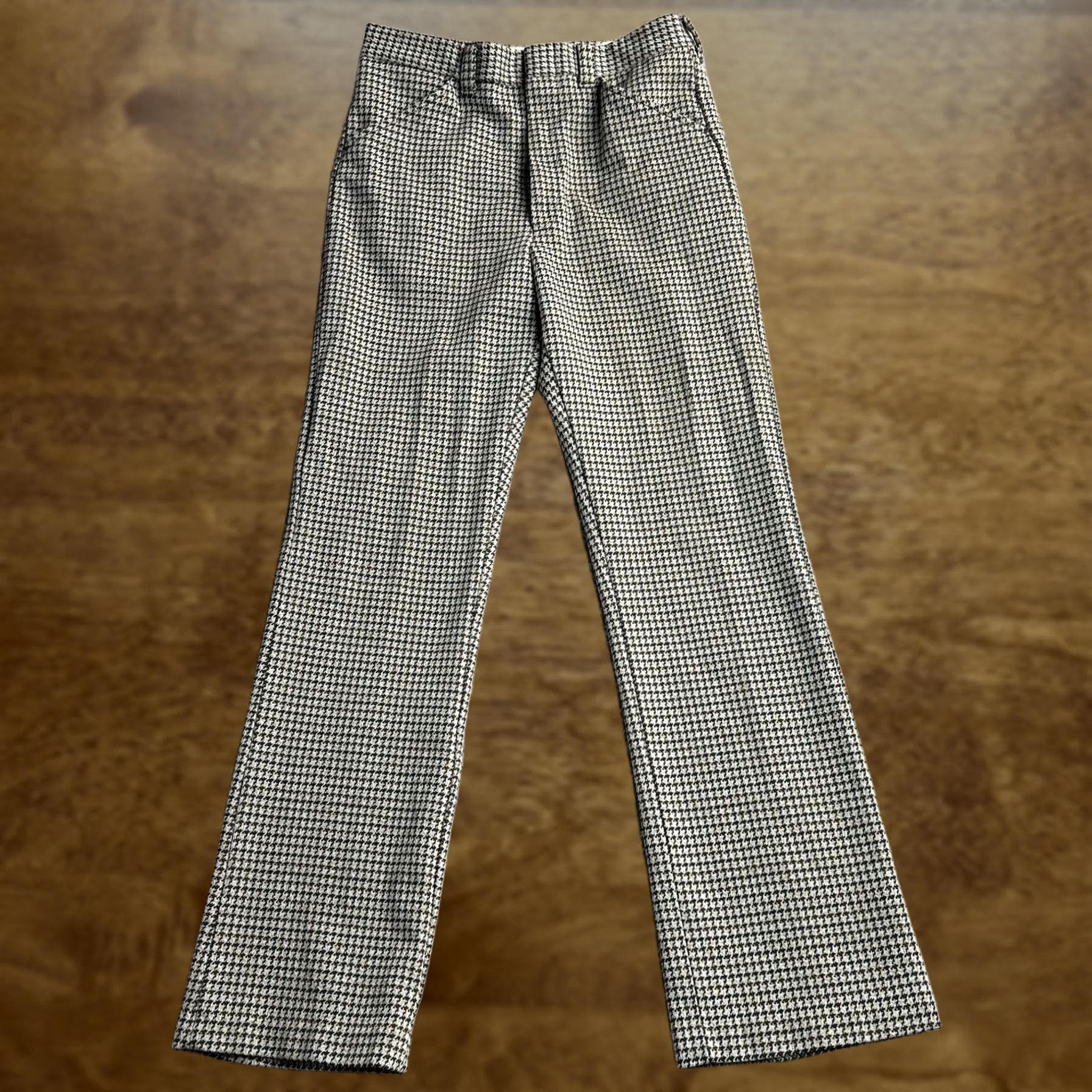 Vintage Vintage Dress Pants Womens 28 Beige Check Straight Leg Flat Front Twill Business Size 28" / US 6 / IT 42 - 1 Thumbnail