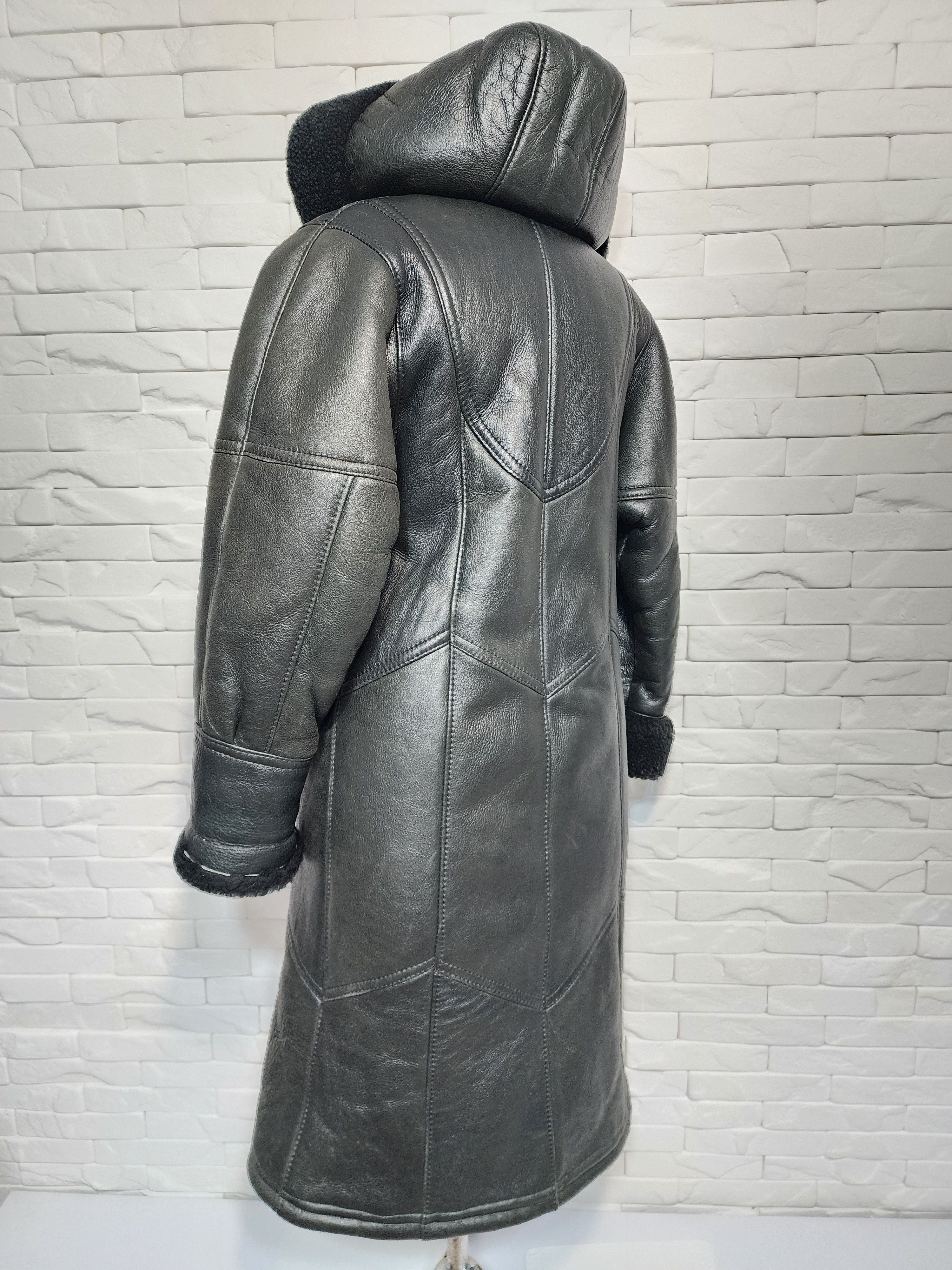 Genuine Leather Hooded Coat Genuine Fur, Women's Warm Winter Outerwear Size M / US 6-8 / IT 42-44 - 6 Thumbnail
