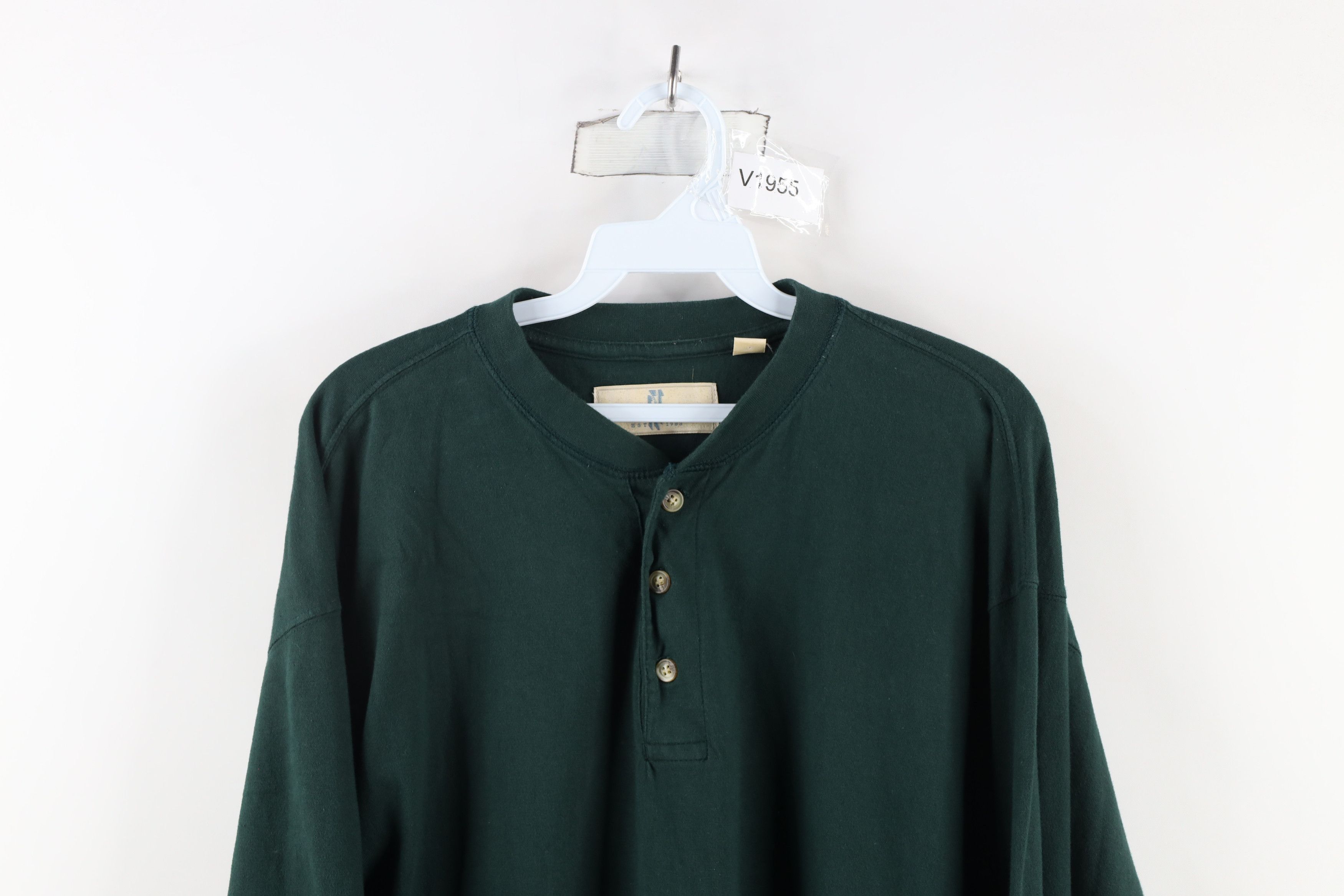Vintage Vintage 90s Streetwear Long Sleeve Henley T-Shirt Green Size US M / EU 48-50 / 2 - 2 Thumbnail