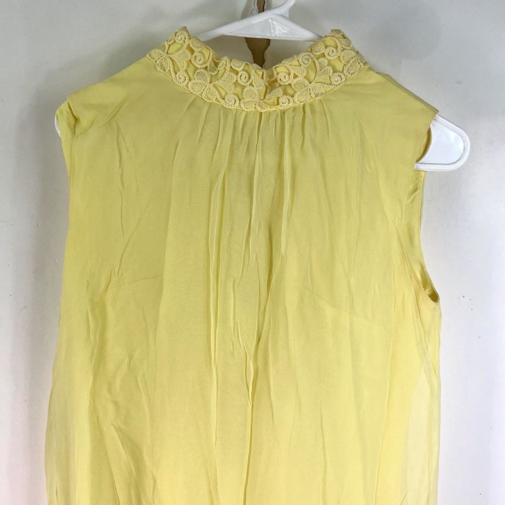 Vintage VINTAGE True Vintage 1960s Lemon Yellow Beaded Chiffon Slip Smock Dress Size 9 Womens Size M / US 6-8 / IT 42-44 - 2 Thumbnail