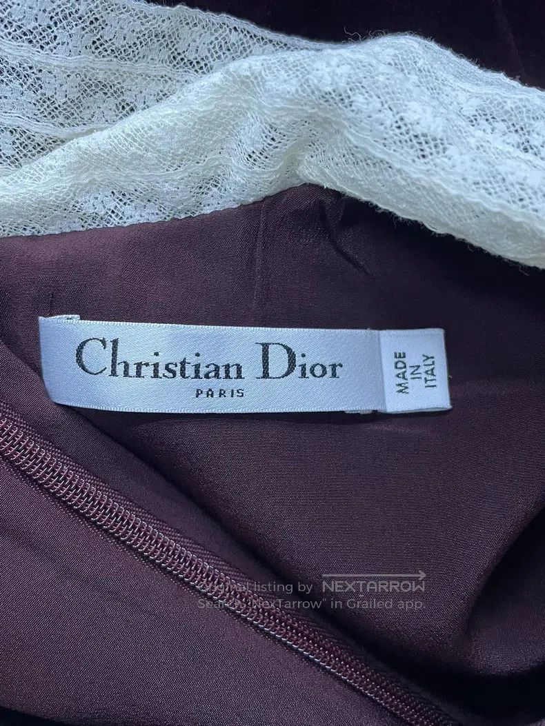 Dior Dior Burgundy velvet doll collar long-sleeved dress Size XXS / US 00 / IT 34 - 4 Thumbnail