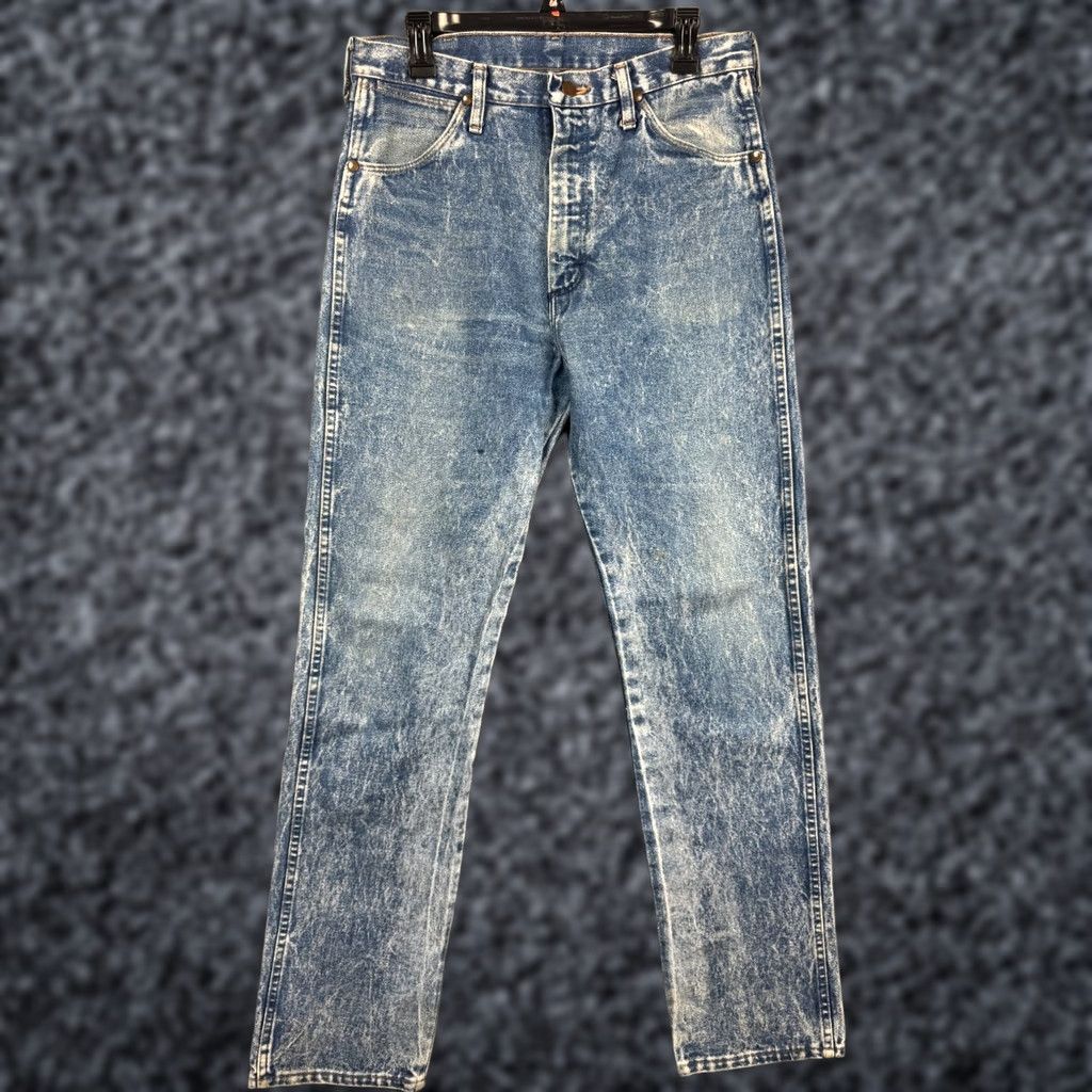 Wrangler VINTAGE Wrangler Jeans Mens 34 x 34 Blue USA Cowboy Worn 13MWZHN 5-Pocket Straight Regular Inseam 34 Mens Size US 34 / EU 50 - 1 Thumbnail