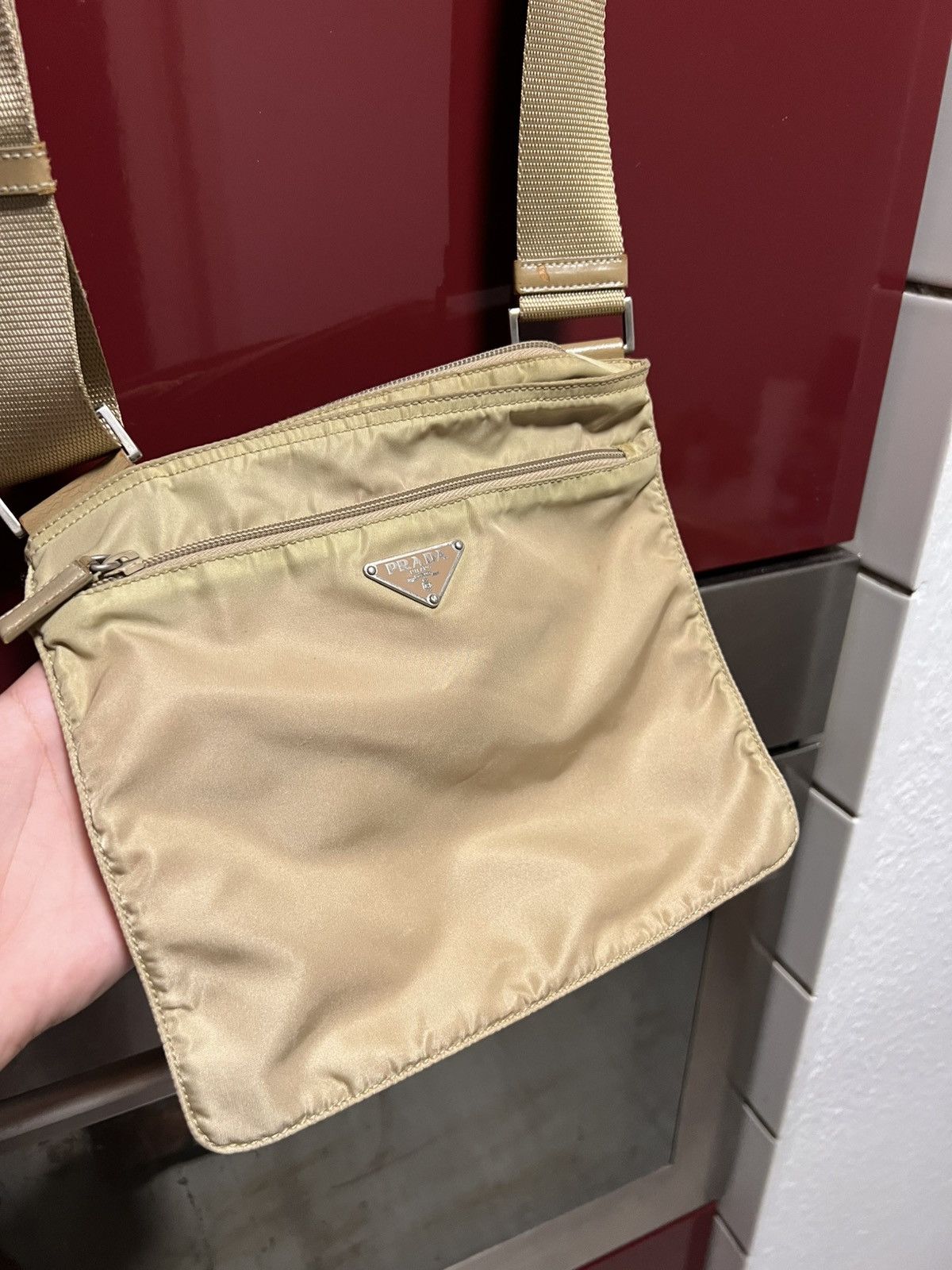 Prada Prada Beige Handbag Vintage Rare Y2K Nylon Big Logo Hype Size ONE SIZE - 2 Thumbnail
