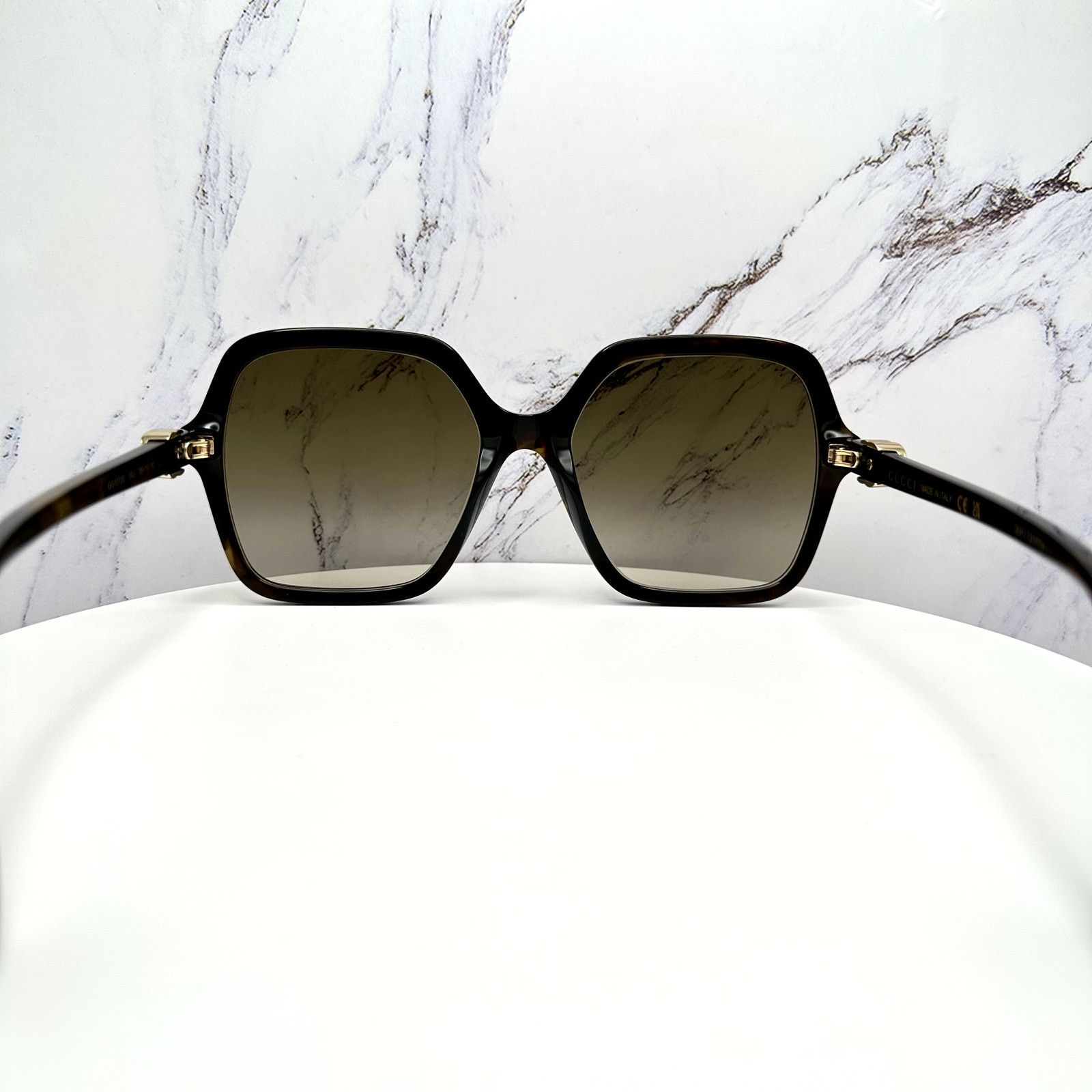 Gucci New GUCCI Sunglasses Brown Square Gold Metal GG Logo Size ONE SIZE - 17 Thumbnail