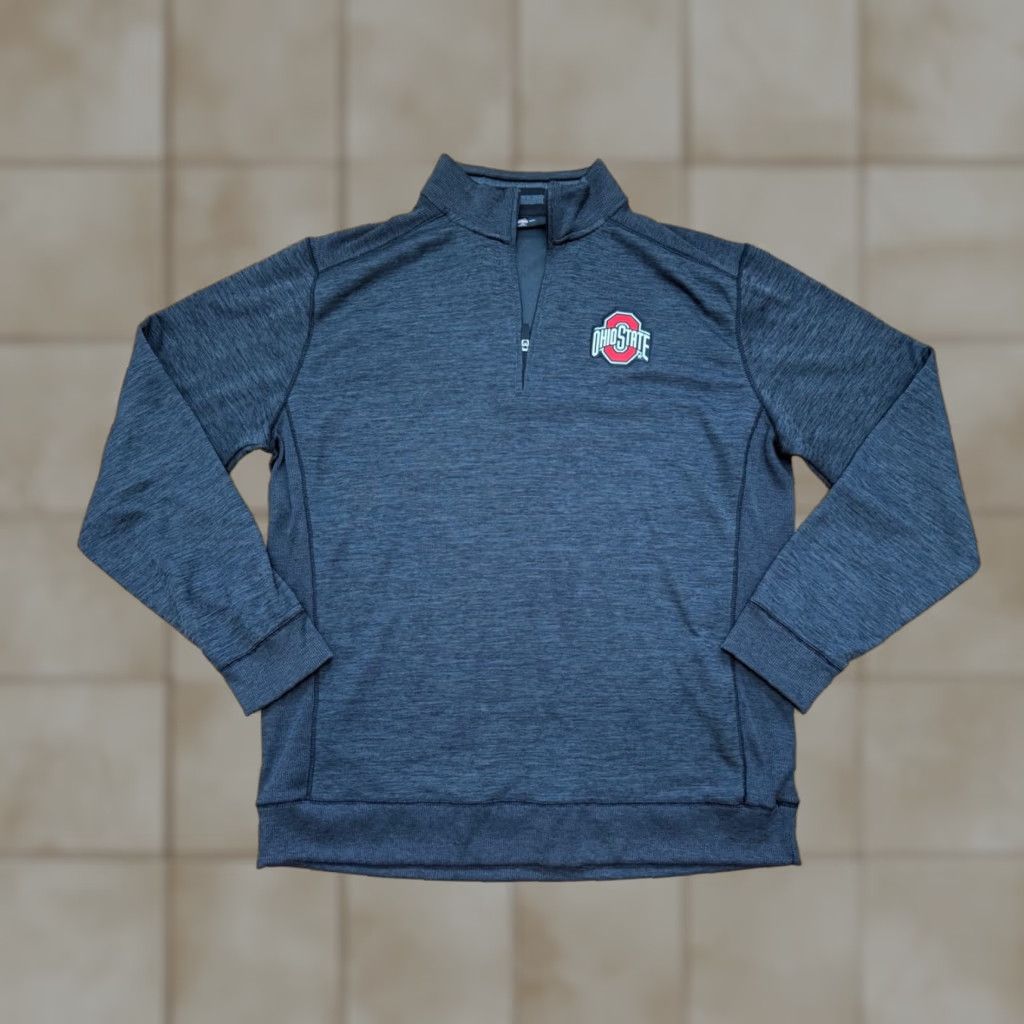 Vintage Ohio State Buckeyes 1/4 Zip Lightweight Pullover Mens 2XL Gray Knit Zip Mock Neck Size US XXL / EU 58 / 5 - 1 Thumbnail