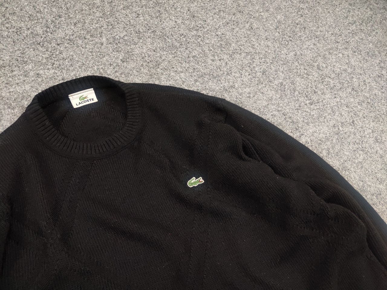 Lacoste Vintage 90's Lacoste All Black Logo Textured Sweater Jumper Size US M / EU 48-50 / 2 - 7 Thumbnail
