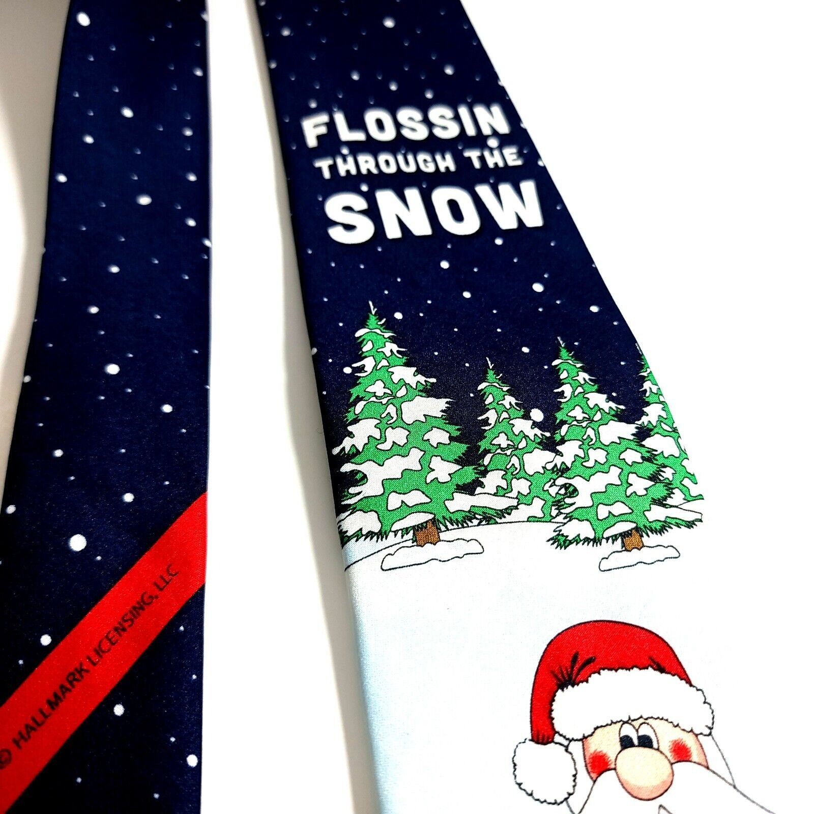 Vintage Hallmark Holliday Traditions Blue Print "Flossin Through The Size ONE SIZE - 5 Thumbnail