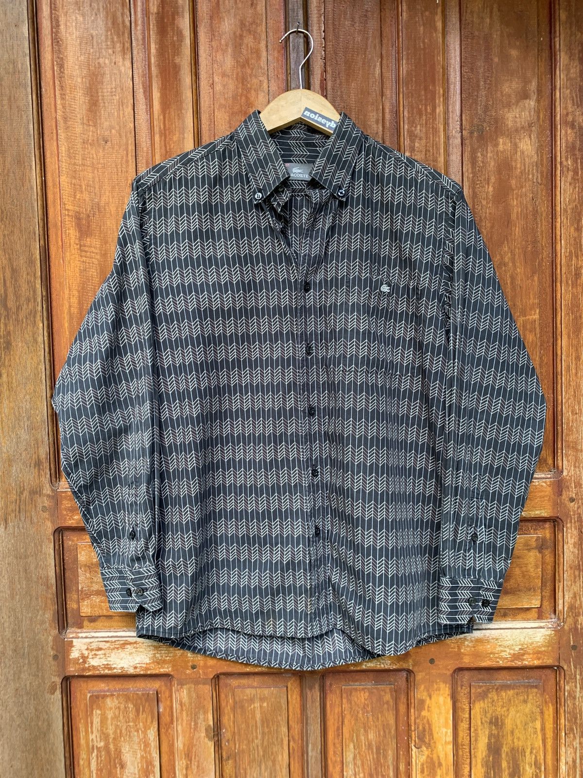 image of (Sold)00S Lacoste Vertical Striped Shirt in Grey, Men's (Size Large)