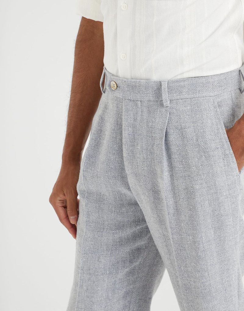 Brunello Cucinelli o1la1rc1a0326 Wool And Cotton Textured Trousers in Grey Size US 30 / EU 46 - 3 Thumbnail