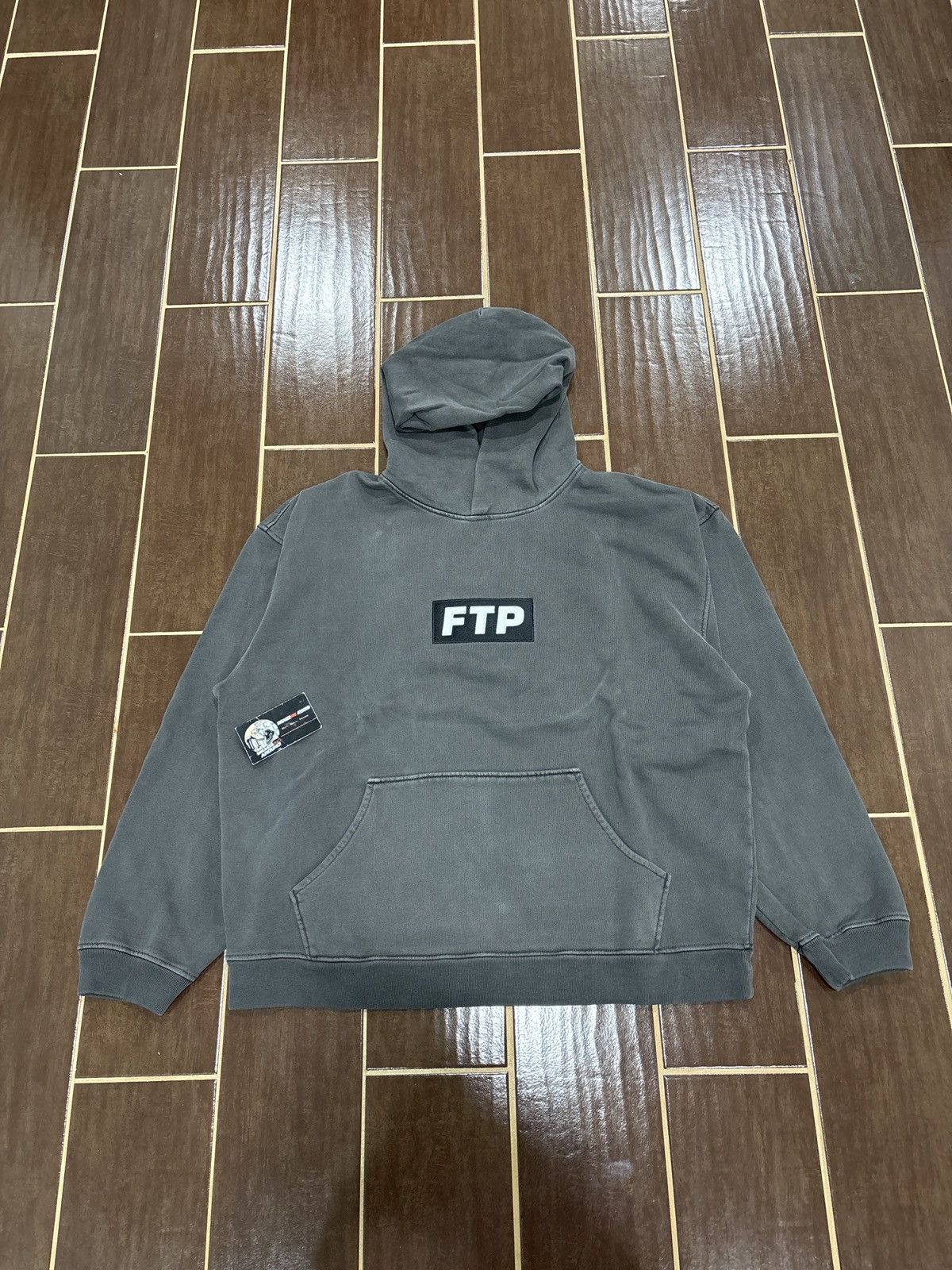 NEW FTP Box Logo Slap Pullover Hoodie Overdyed Black SZ XL