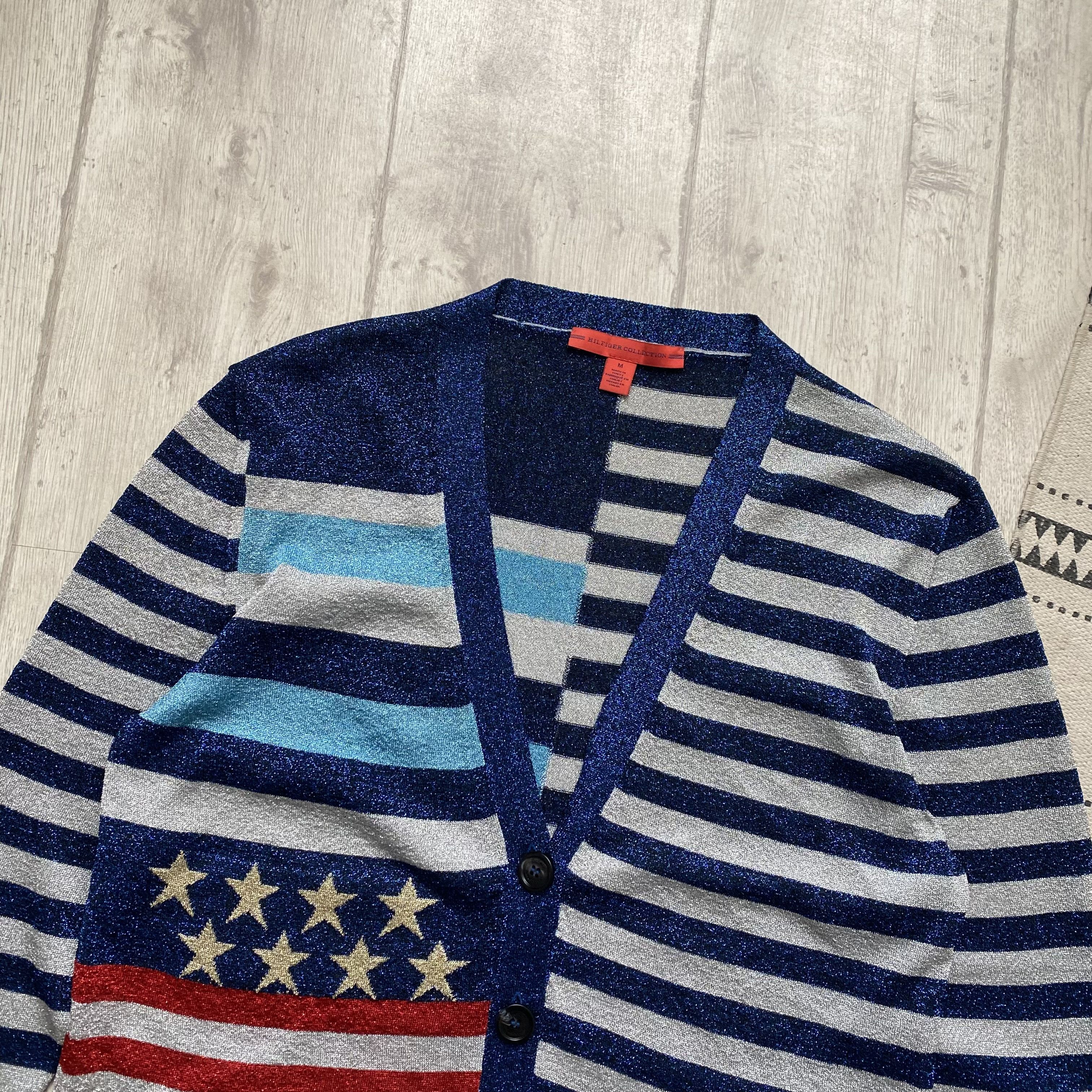 Tommy Hilfiger 🇺🇸 RRP 330$ Luxury Tommy Hilfiger USA flag cardigan Premiu Size M / US 6-8 / IT 42-44 - 2 Thumbnail