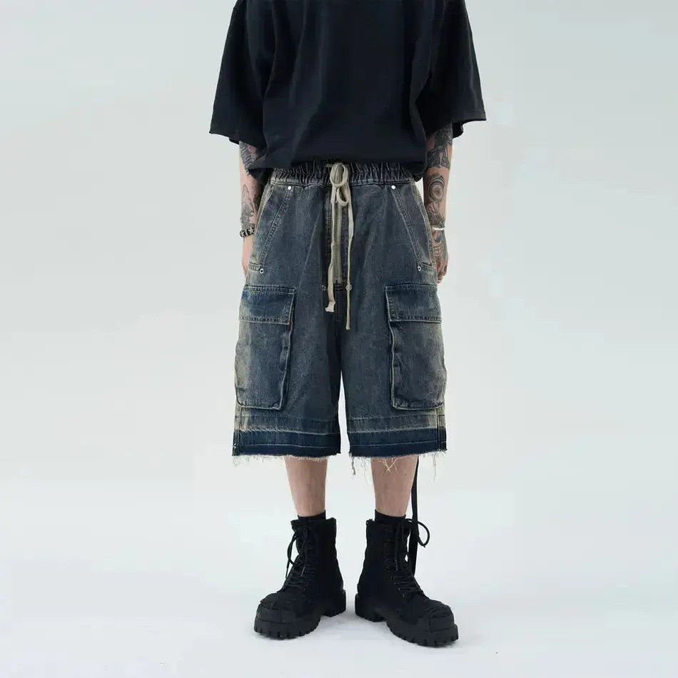 Japanese Brand Retro fringed multi pocket denim shorts Size US 32 / EU 48 - 6 Thumbnail