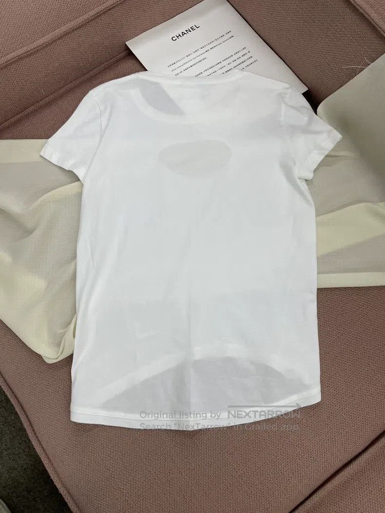 Chanel Chanel White hollow gold coin short sleeve T-shirt short s Size XS / US 0-2 / IT 36-38 - 3 Thumbnail