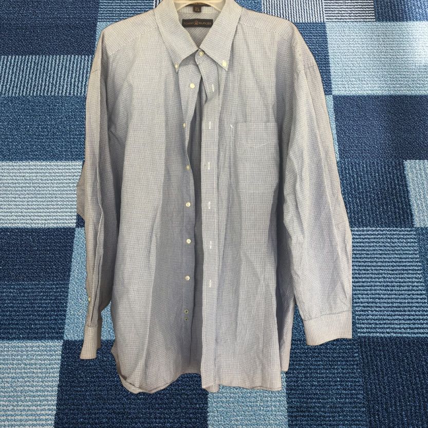 Tommy Hilfiger Tommy Hilfiger Dress Shirt Blue Plaid 100% Cotton XL Regular Long Sleeve Button Up Collar LS French Cuff Men Swing Tag 17.5 neck 35 chest Size US XL / EU 56 / 4 - 1 Thumbnail
