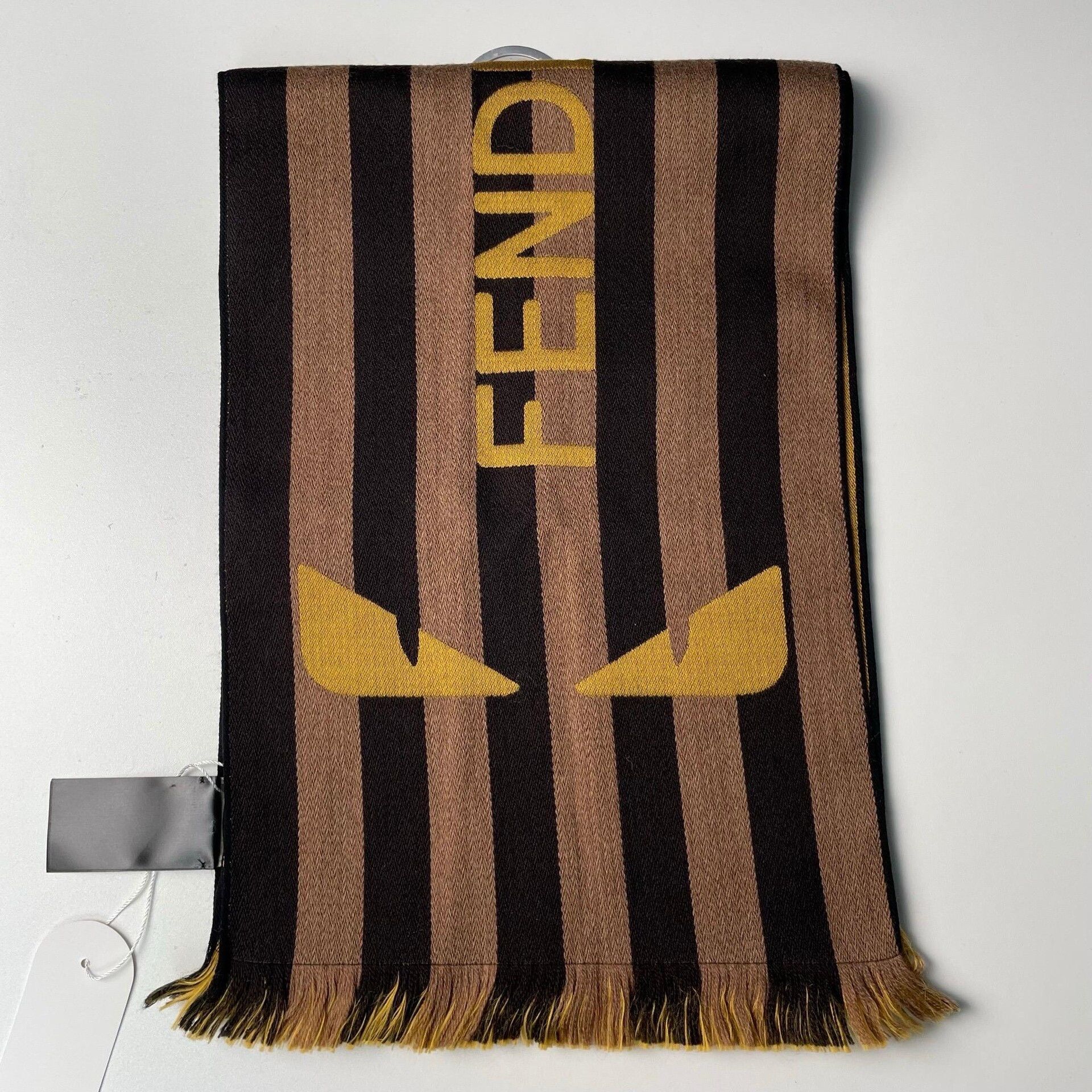 Fendi Fendi Brown Black Striped Monster Scarf Size ONE SIZE - 1 Thumbnail
