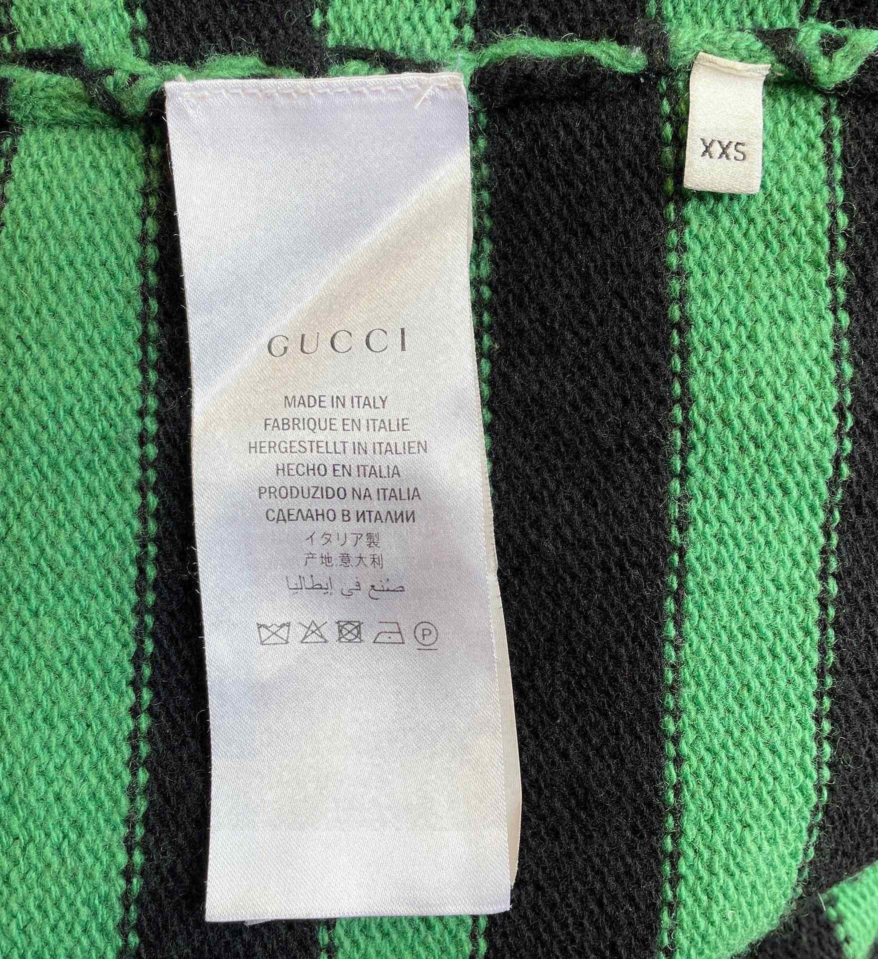 Gucci Gucci Black and green striped color-blocked cat sweater 250 Size US XXS / EU 40 - 3 Thumbnail