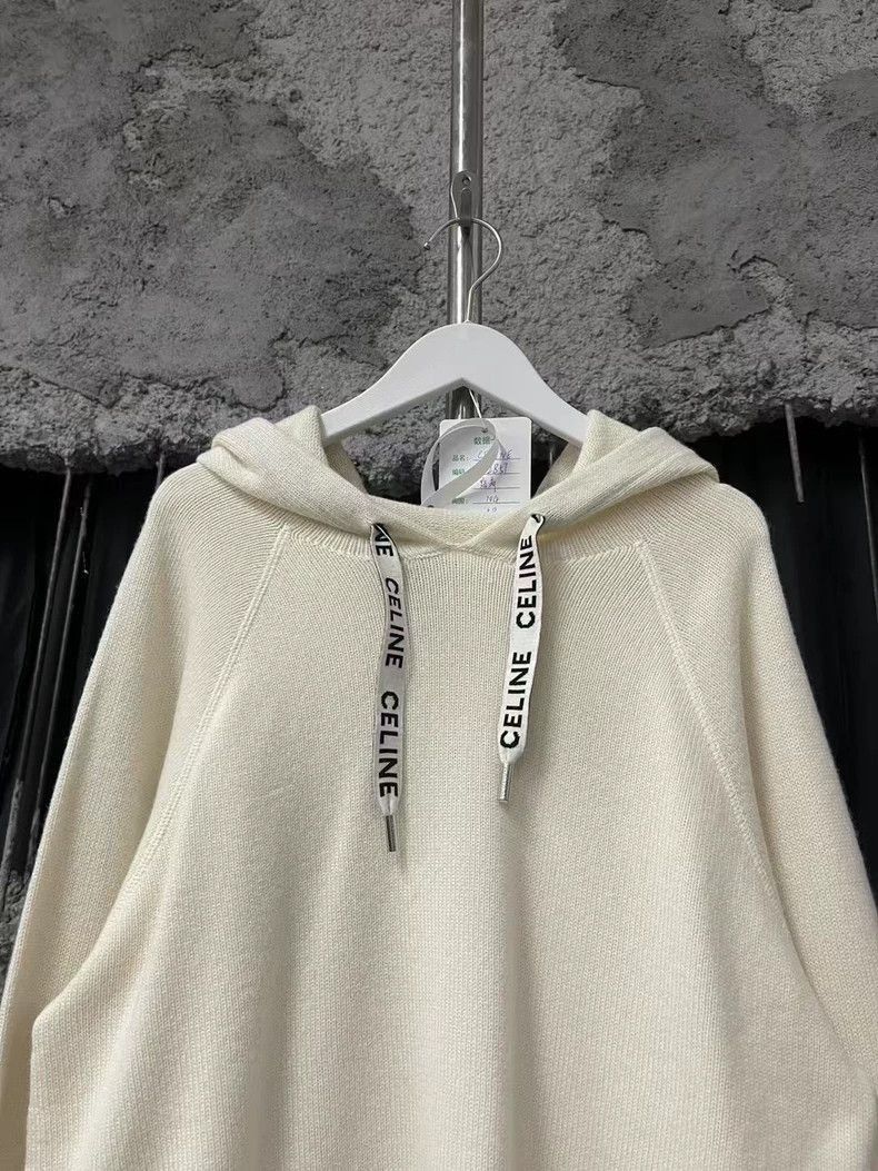 Celine Celine Logo Drawstring Wool Hoodie Sweatshirt Size US M / EU 48-50 / 2 - 3 Thumbnail