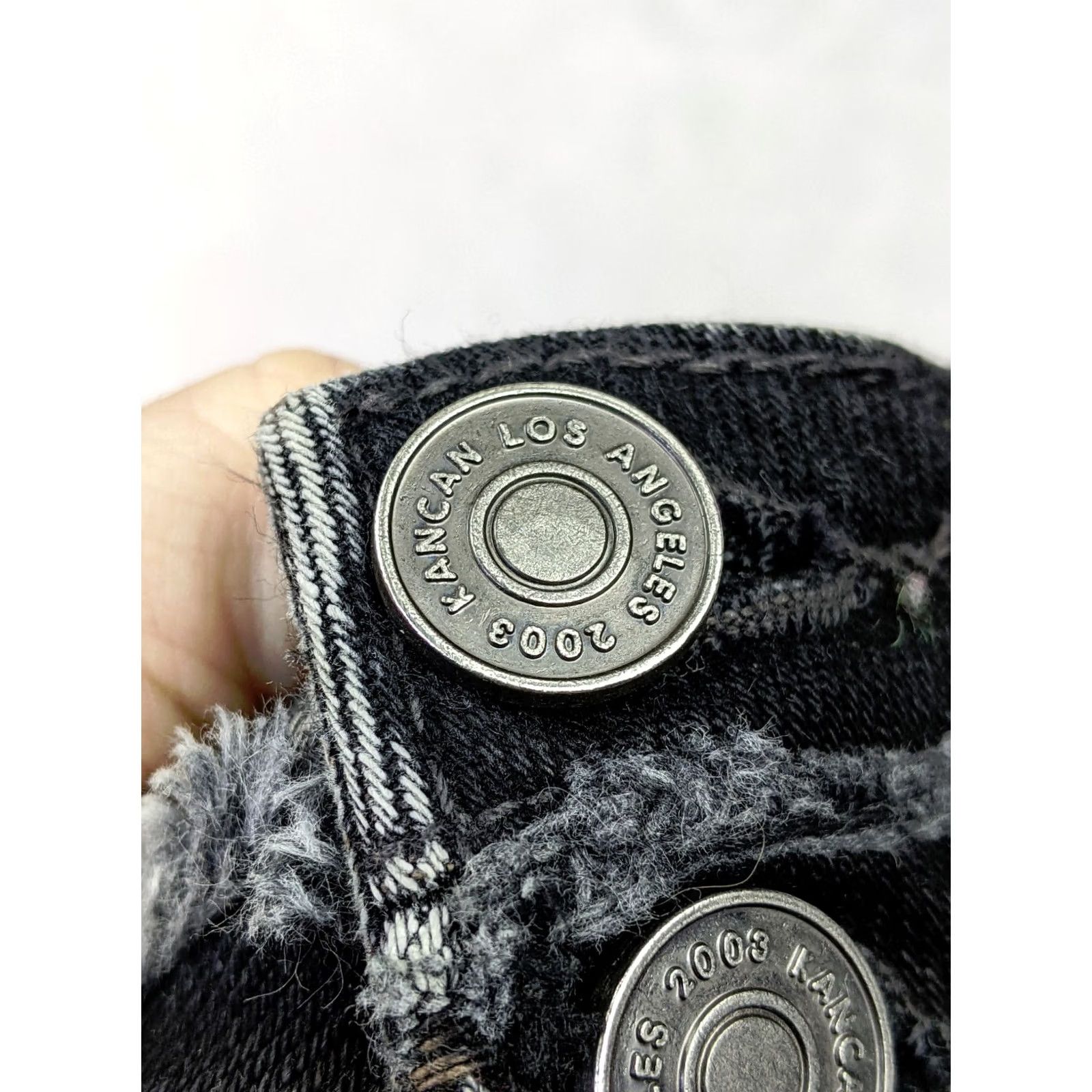 Vintage KanCan Odette Womens 1 24 Black Acid Wash Jeans High Rise Super Skinny Fray Size 26" / US 2 / IT 38 - 5 Thumbnail