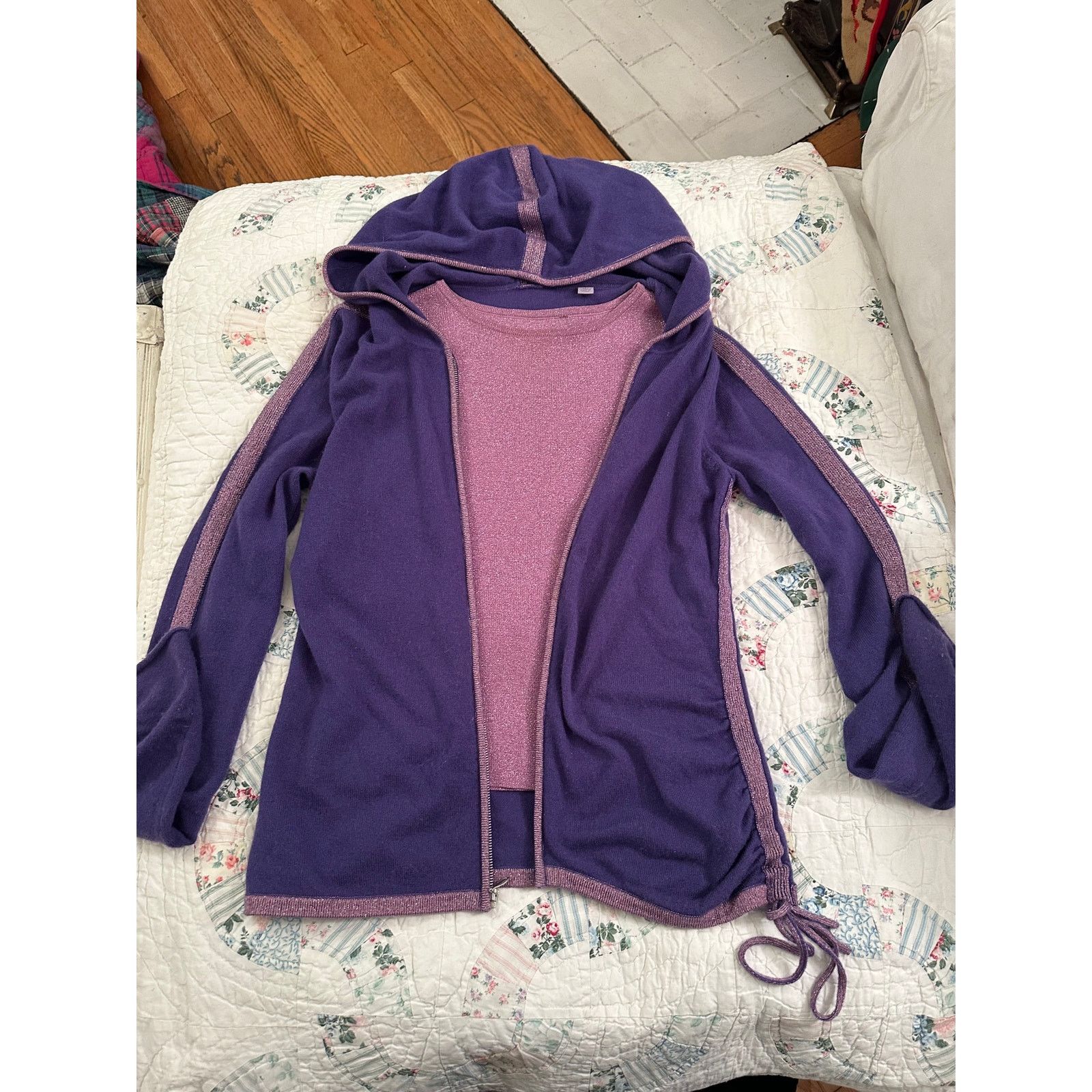 Vintage VINTAGE PURPLE CASHMERE SWEATER SET HOODIE + LAVENDER TANK Size S / US 4 / IT 40 - 4 Thumbnail