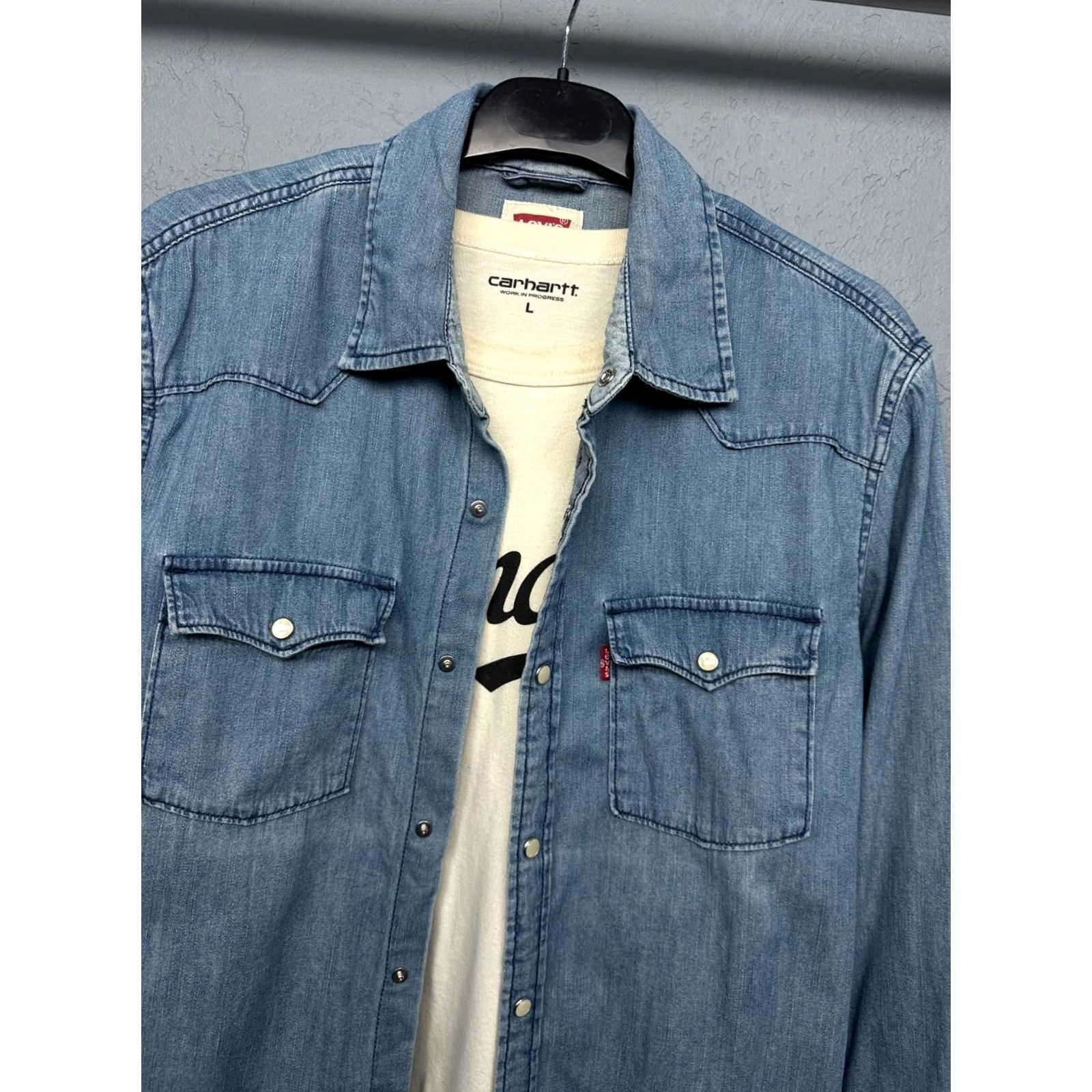Levi's Levi's Mens Denim Shirt Jeans M Blue Cotton Denim Button-Up Long Sleeve Collared Snap Front Size US M / EU 48-50 / 2 - 2 Thumbnail