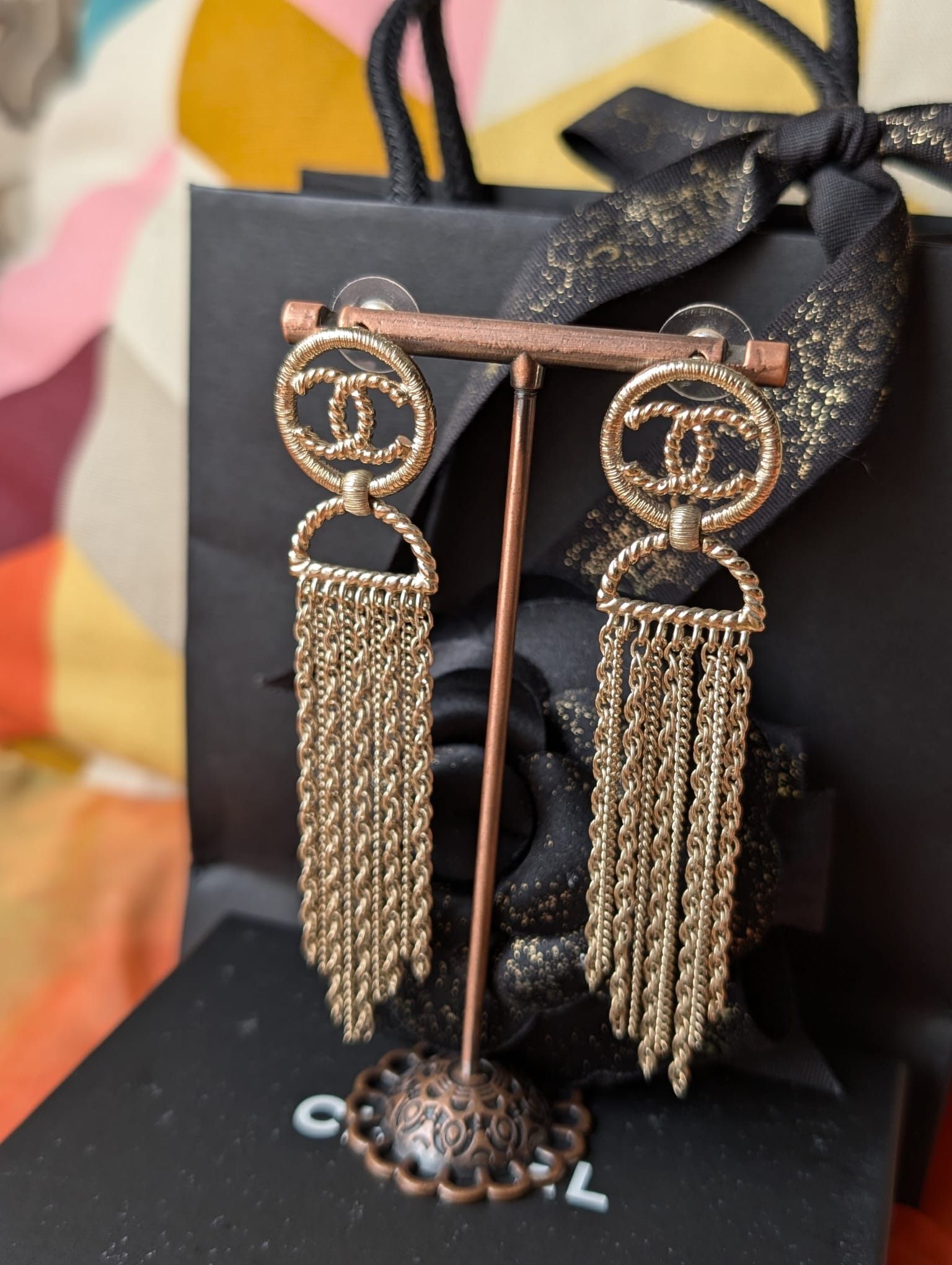 Chanel Chanel CC A16S Chain Long Logo GHW CocoMark Earrings Box Size ONE SIZE - 13 Thumbnail