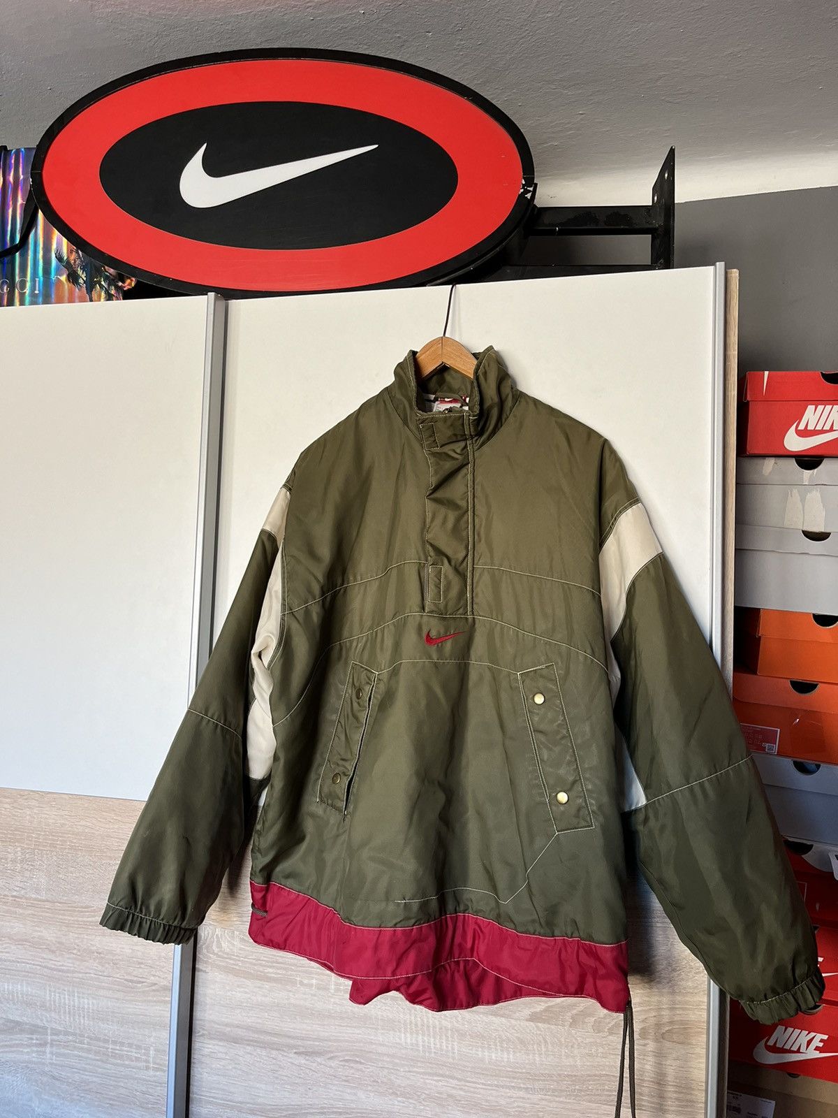 Nike × Vintage Vintage 90’s Nike Anorak Jacket Center Swoosh Spell out logo Size US L / EU 52-54 / 3 - 1 Thumbnail