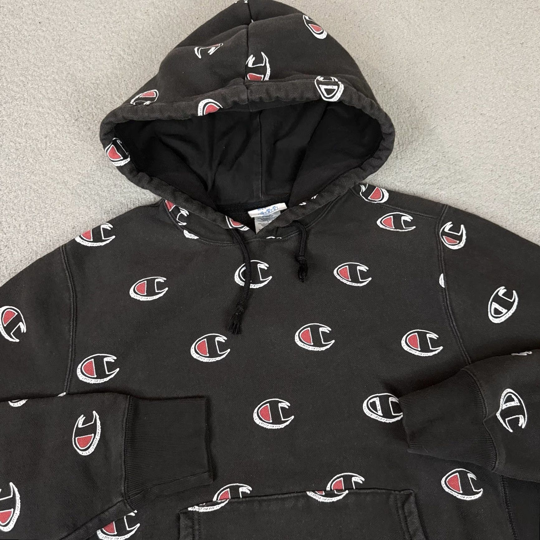 Champion Champion Hoodie Men M Black Sweatshirt Round Neck Pullover All Seasons Hooded Pockets Logo Graphic Print Reverse Weave Size US M / EU 48-50 / 2 - 2 Thumbnail