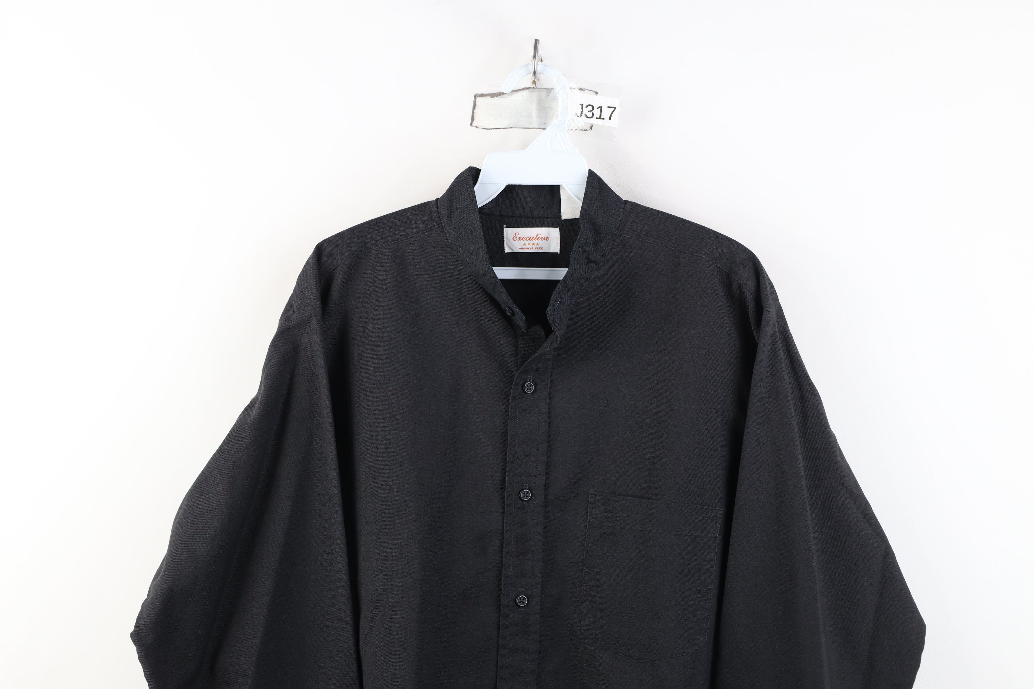 Vintage Vintage 90s Streetwear Band Collar Button Shirt Black USA Size US M / EU 48-50 / 2 - 2 Thumbnail