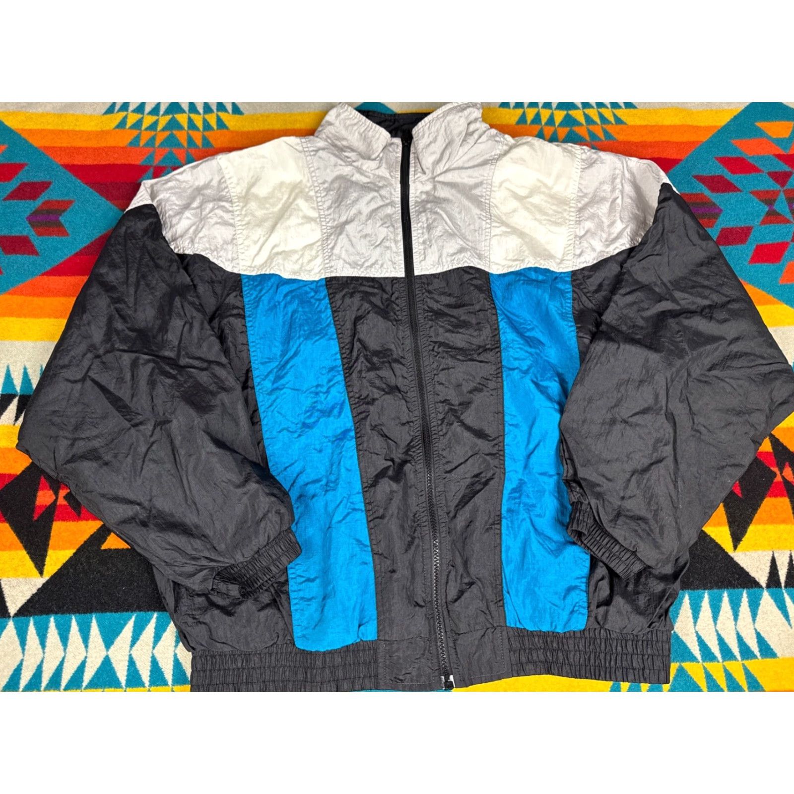 Vintage VINTAGE Lavon Sportswear Windbreaker Jacket Sz L Silver Black Teal 90s Mens Size US L / EU 52-54 / 3 - 2 Thumbnail
