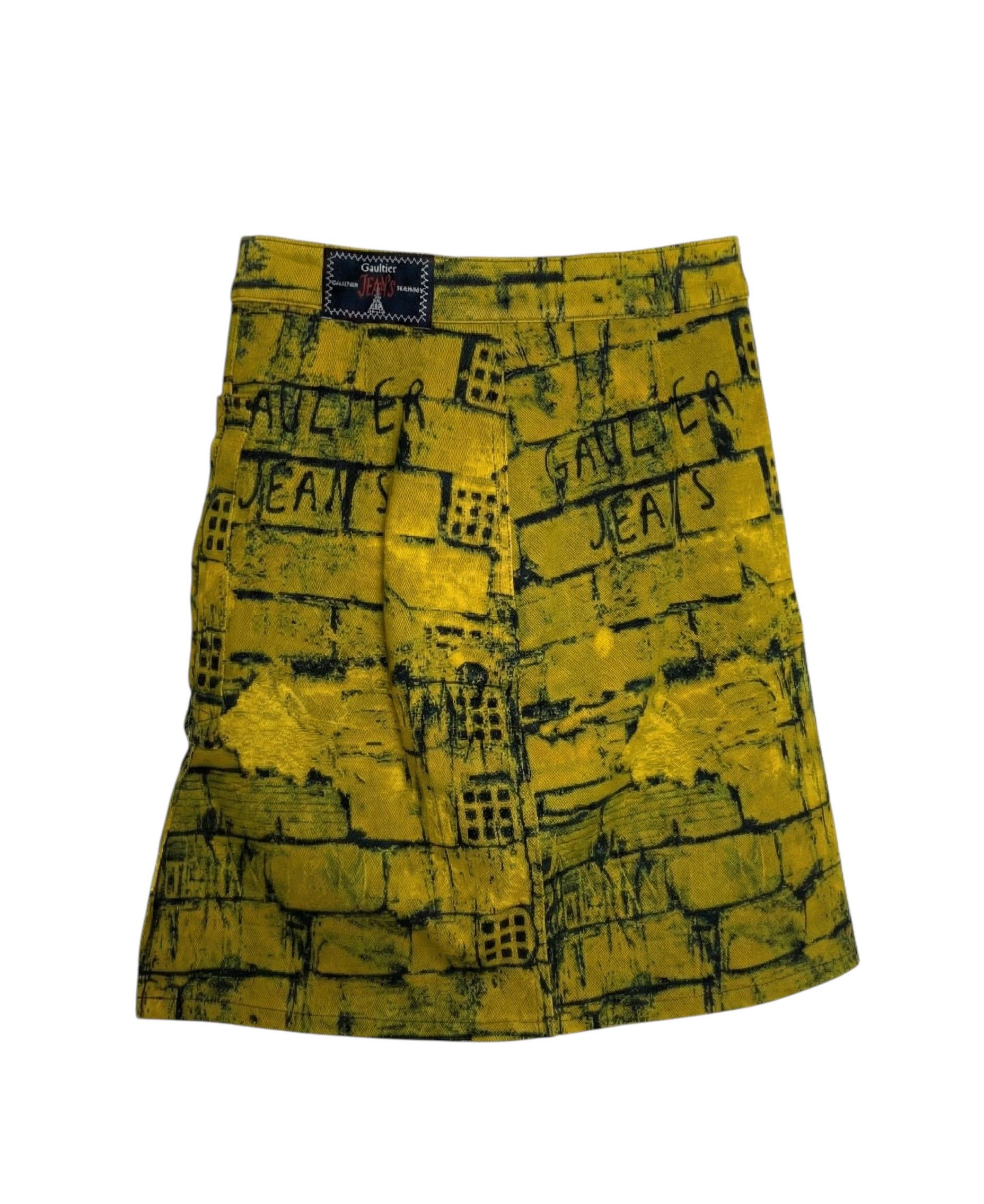 Jean Paul Gaultier RARE VINTAGE BRICK WALL PRINTED MINI SKIRT Size 30" / US 8 / IT 44 - 2 Thumbnail