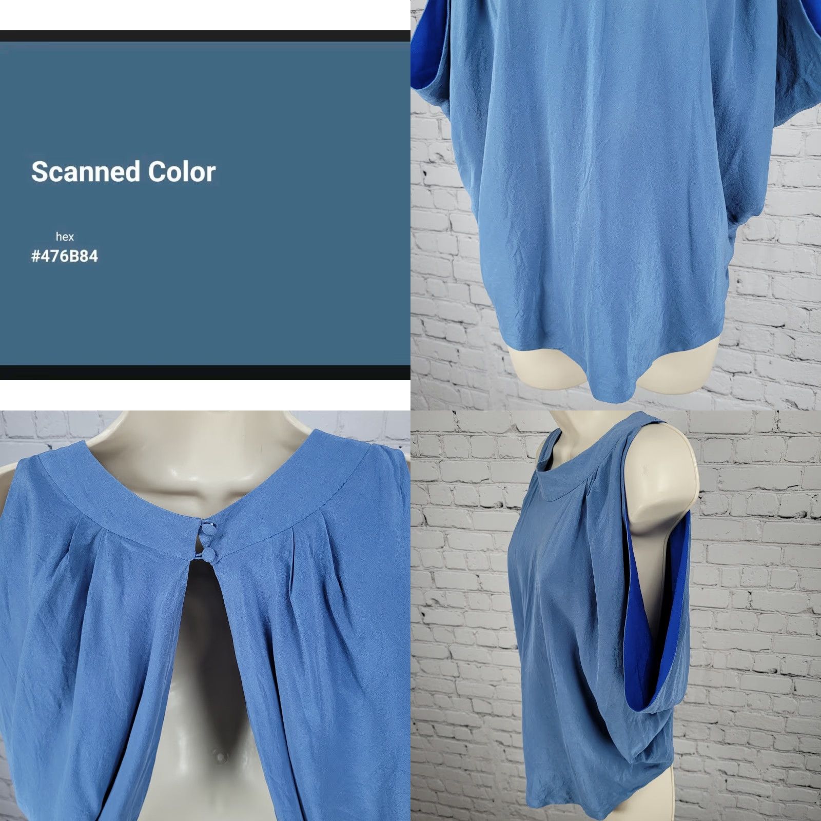 Bebe bebe Blouse Sleeveless Cold Shoulder Open Back 100% Silk Lightweight Blue M Top Shirt Womens Regular Size Medium Size M / US 6-8 / IT 42-44 - 8 Thumbnail