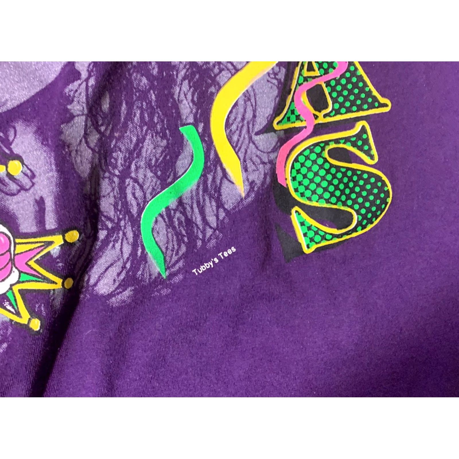 Fruit Of The Loom VINTAGE Mardi Gras New Orleans Fruit of the Loom T Shirt Purple Adult Large 90s Mens Size US L / EU 52-54 / 3 - 2 Thumbnail