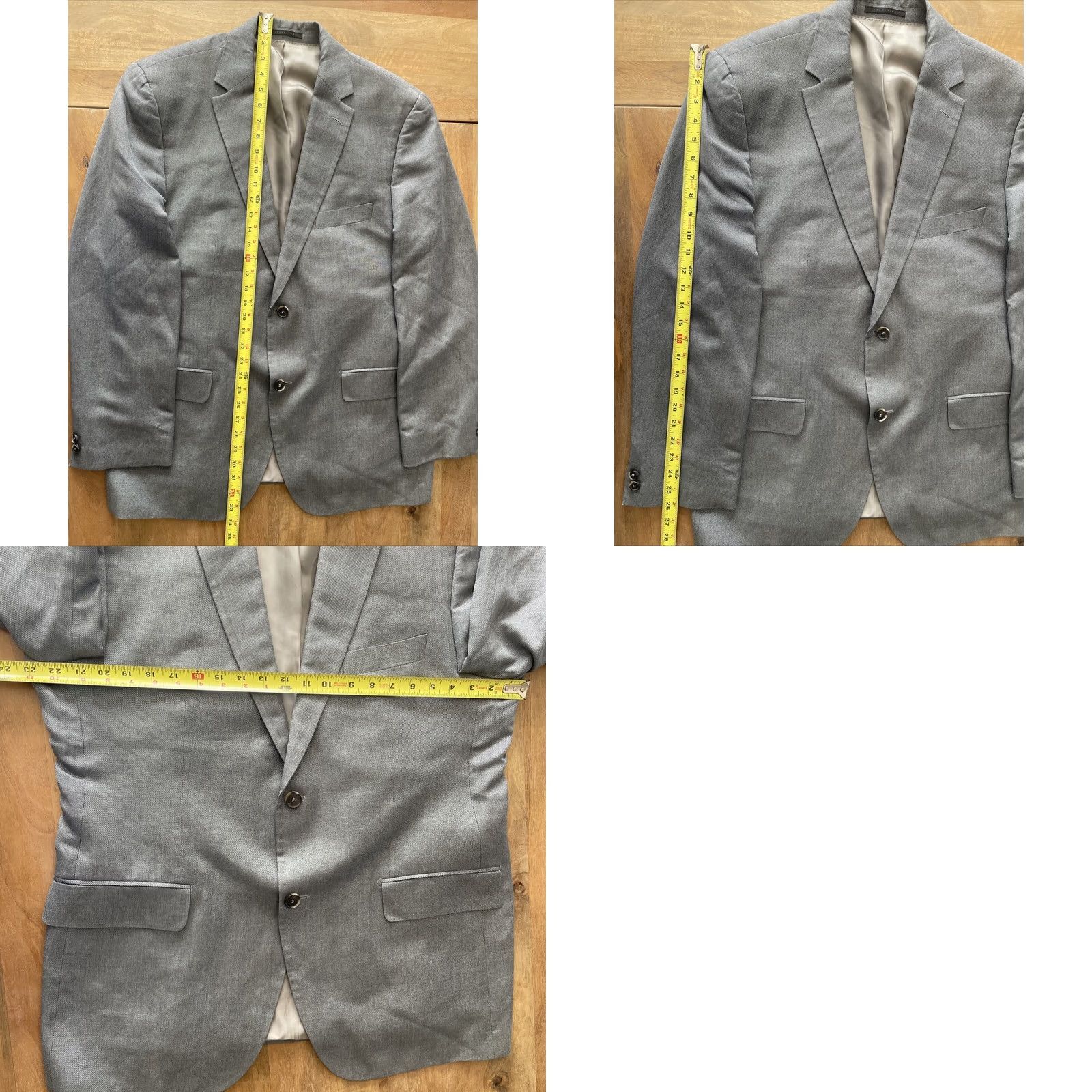 Hugo Boss HUGO BOSS Blazer Sport Coat Mens 44R Birdseye Two-Button Jacket Gray Silk/Cashmere/Linen Casual Formal Business Size 44R - 9 Thumbnail