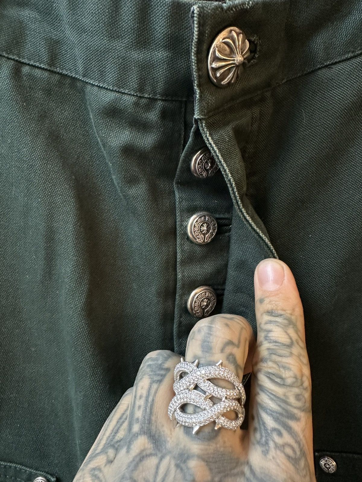 Chrome Hearts Chrome Hearts JAPAN LIMITED GREEN double knee carpenter jean Size US 34 / EU 50 - 3 Thumbnail