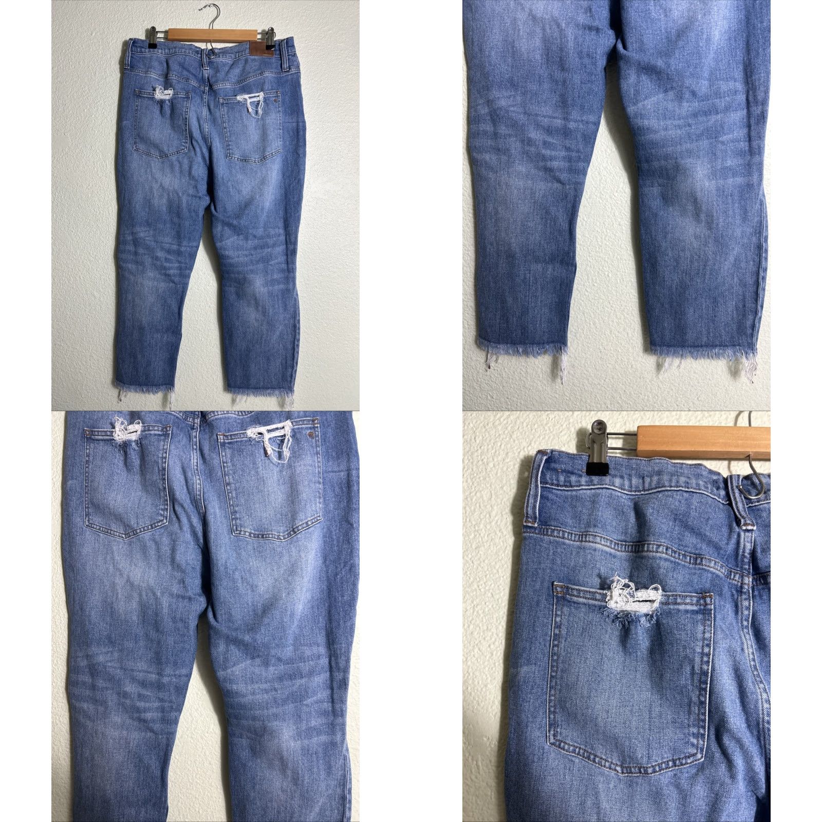 Madewell VINTAGE Madewell Jeans Medium Wash Distressed Raw Hem 33x24 Women Straight 33 24 Blue Size 24" / US 00 / IT 34 - 8 Thumbnail