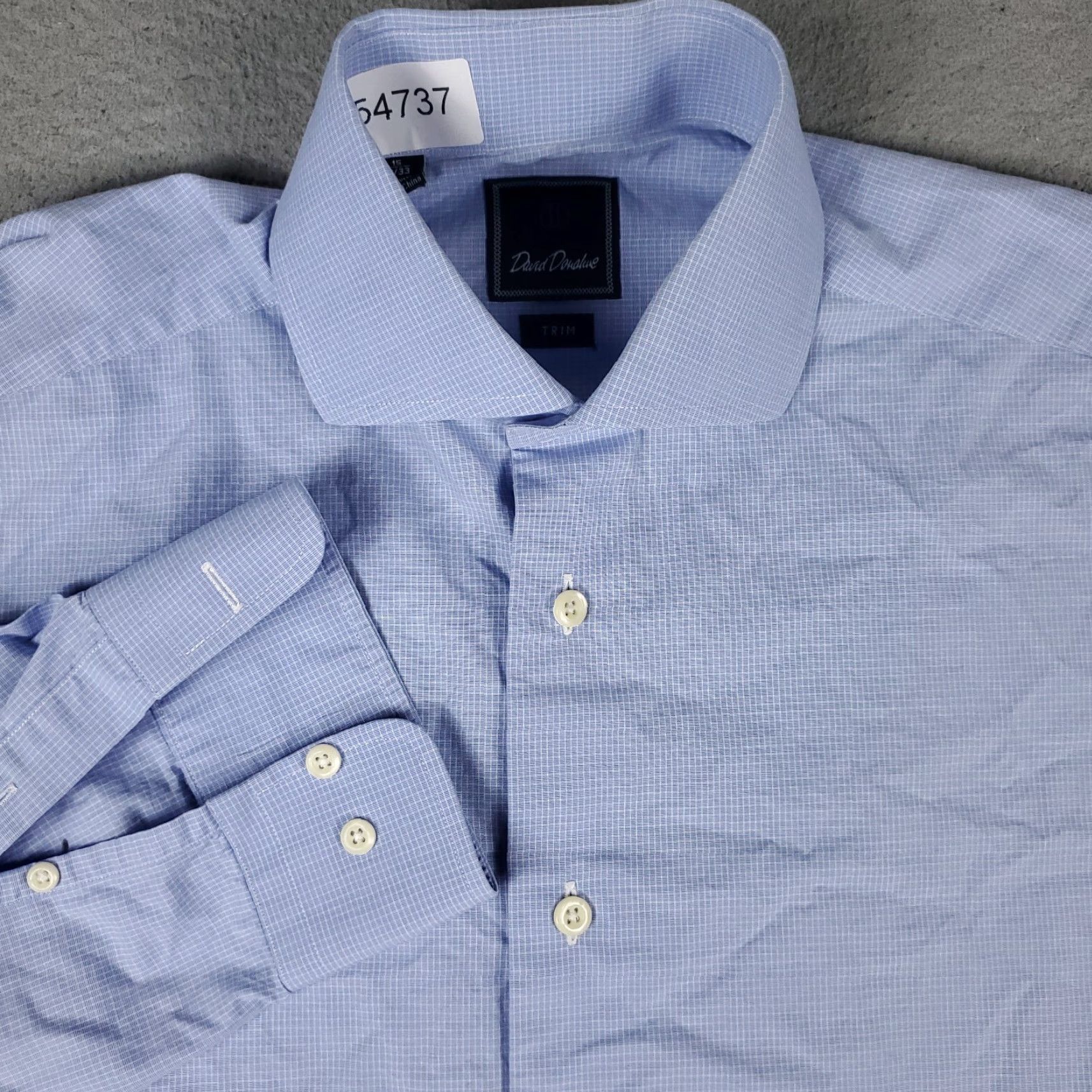David Donahue VINTAGE David Donahue Men's Dress Shirt Long Sleeve Blue Plaid Cotton Size 15 Business Casual Men's Size 40R - 2 Thumbnail