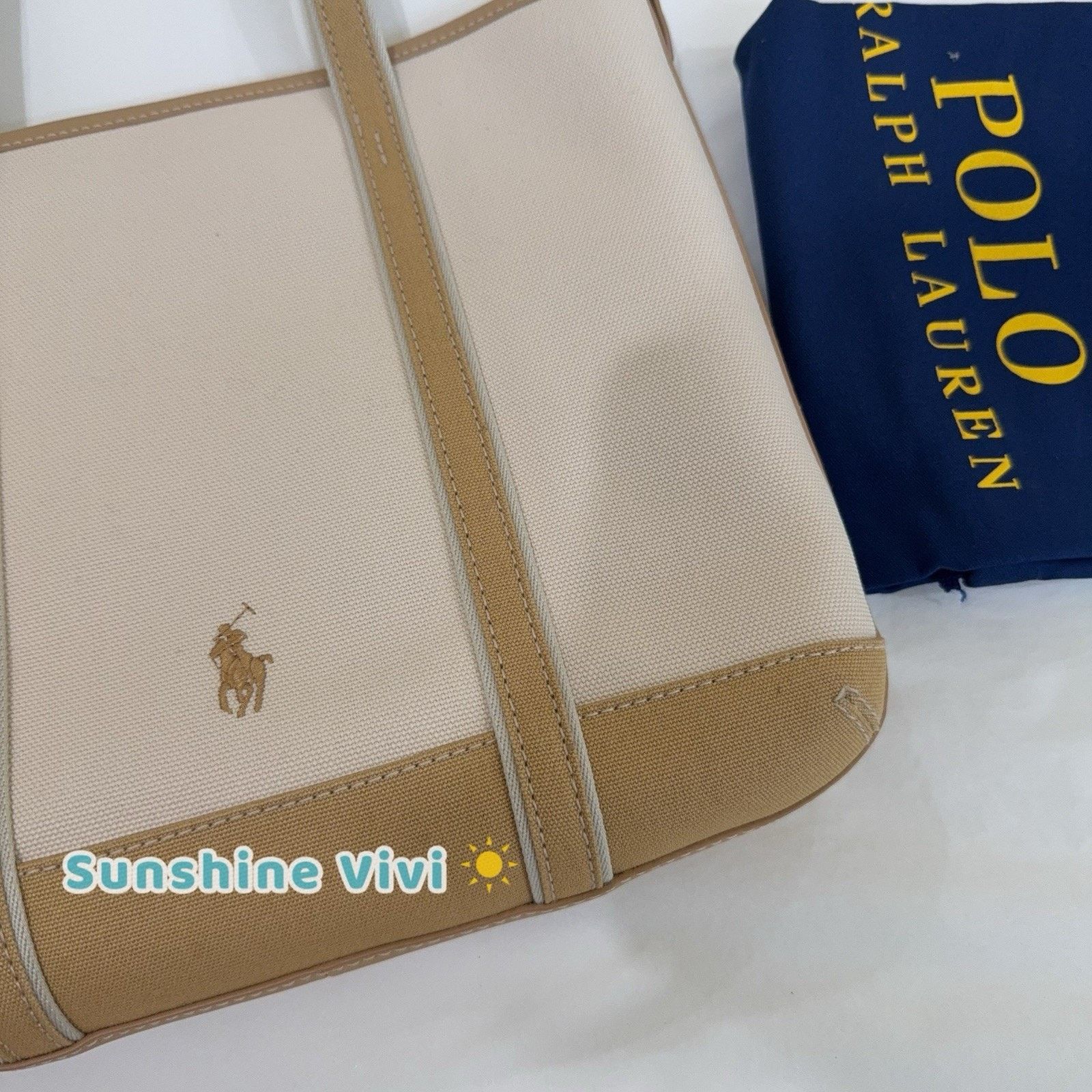 Ralph Lauren NWT POLO Ralph Lauren Small Polo Bear Tote Bag Tan Cotton Size ONE SIZE - 2 Thumbnail