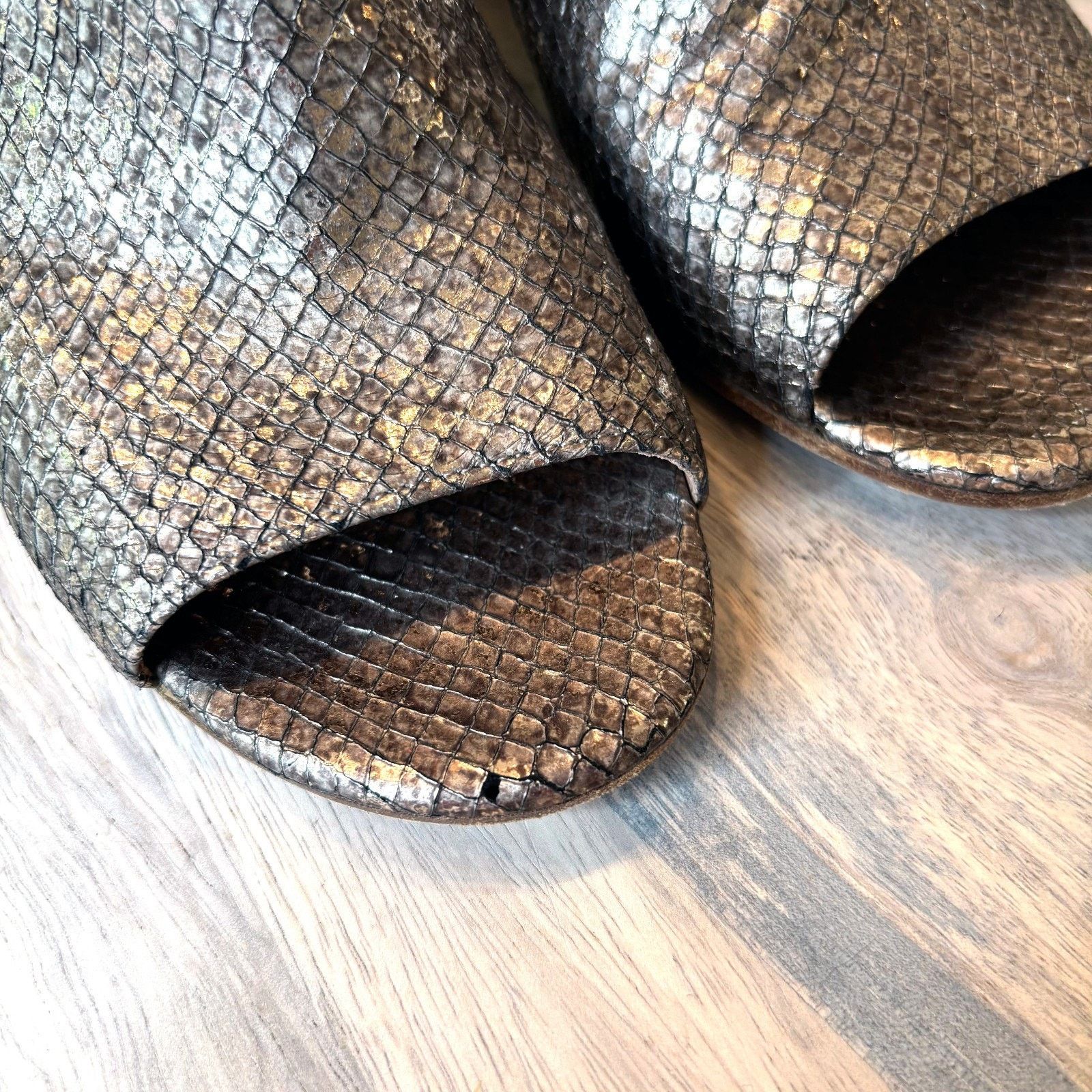 Maison Margiela Maison Margiela Metallic Snakeskin Peep Toe Ankle Boots Sz 8 Size US 8 / IT 38 - 7 Thumbnail
