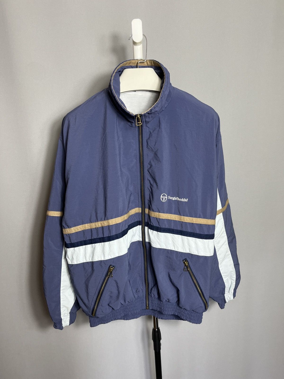 Sergio Tacchini × Vintage Mens y2k Track Jacket Sergio Tacchini Vintage 90s Blue Zip Size US S / EU 44-46 / 1 - 1 Thumbnail