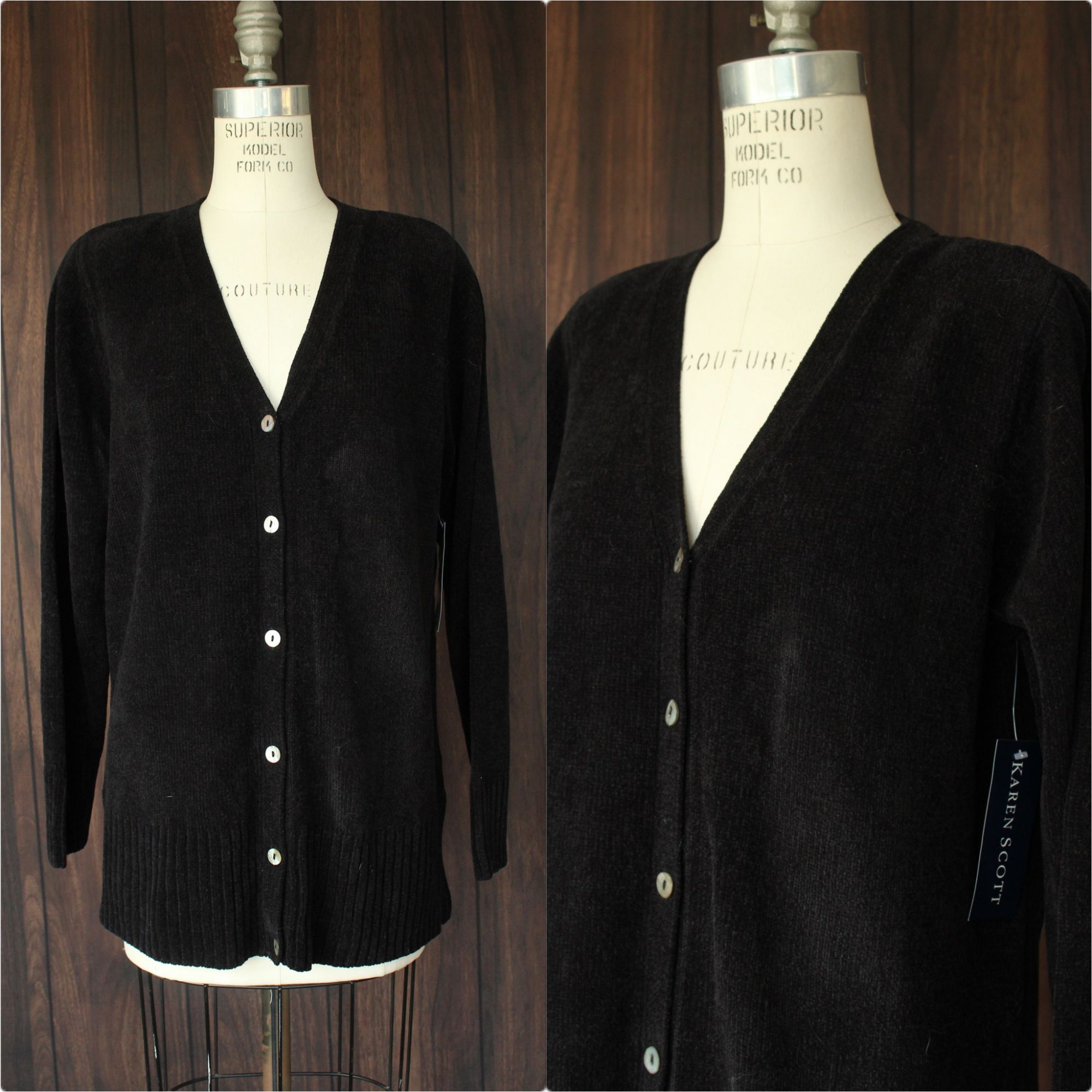Vintage Vintage 1990s 2000s Sweater, NWT Karen Scott Black Chenille Size S / US 4 / IT 40 - 1 Thumbnail