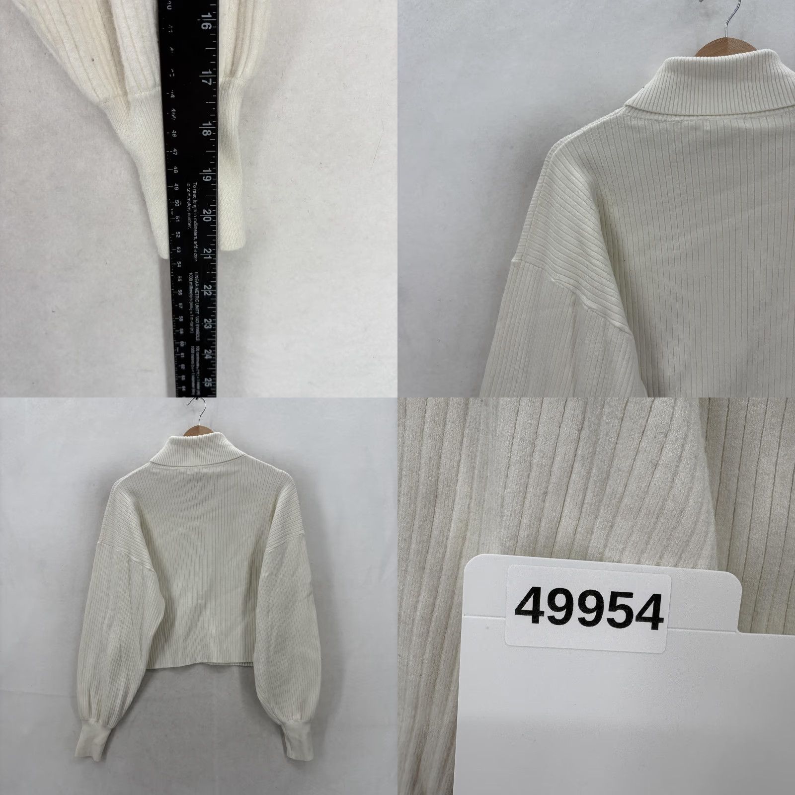 Good American Good American Sweater Womens Medium White Pullover Turtleneck Balloon Sleeve Knitted Knit Ribbed Cropped Relaxed Casual Summer Winter? Size M / US 6-8 / IT 42-44 - 8 Thumbnail