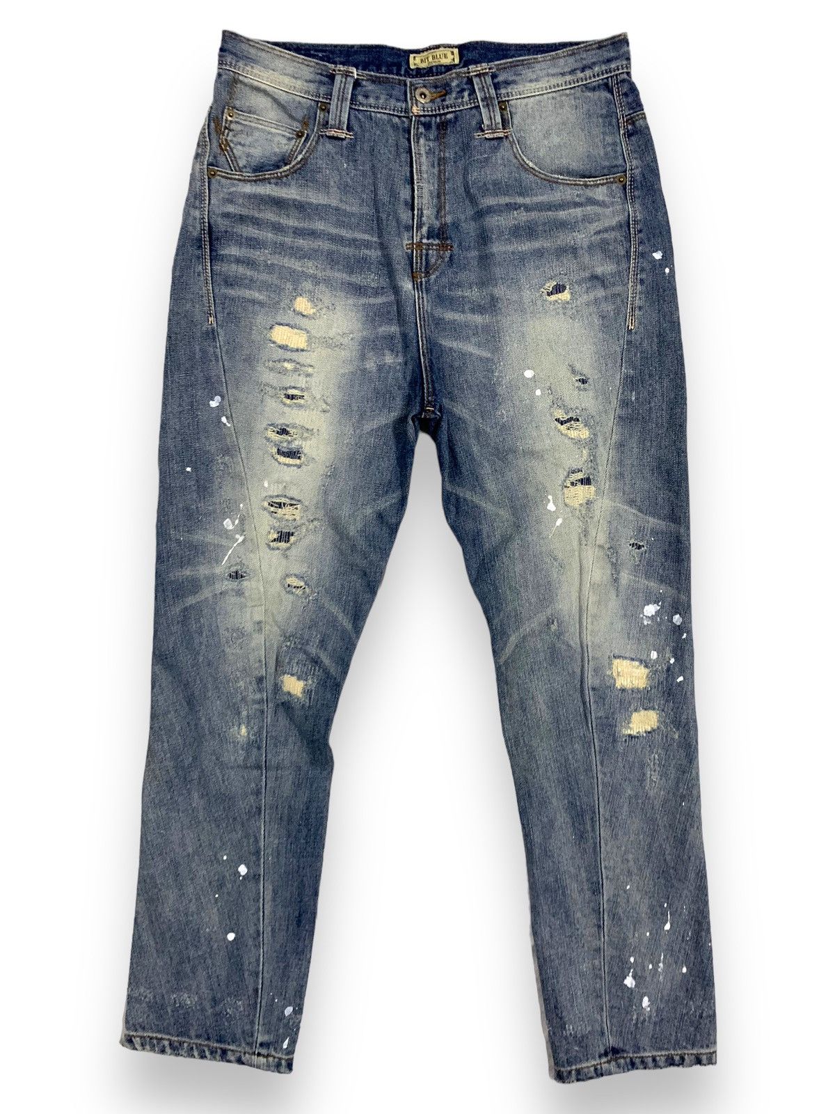 14th Addiction Japanese Brand Buckle Back Splatter Distressed Punk Jeans Size US 32 / EU 48 - 1 Thumbnail
