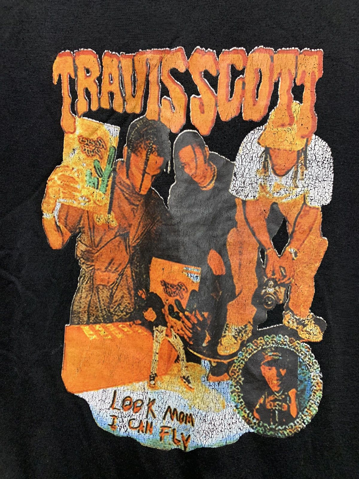 Rap Tees Travis scott look mom I can fly black t-shirt bootleg Xl Size US XL / EU 56 / 4 - 4 Thumbnail