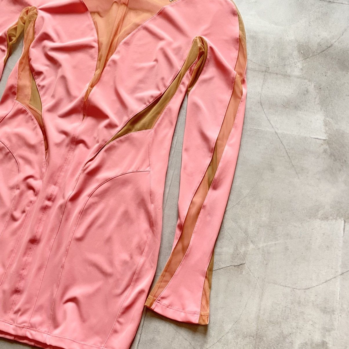H&M × Mugler Mugler X H&M Mesh Panelled Mini Dress Pink Size L Size L / US 10 / IT 46 - 3 Thumbnail