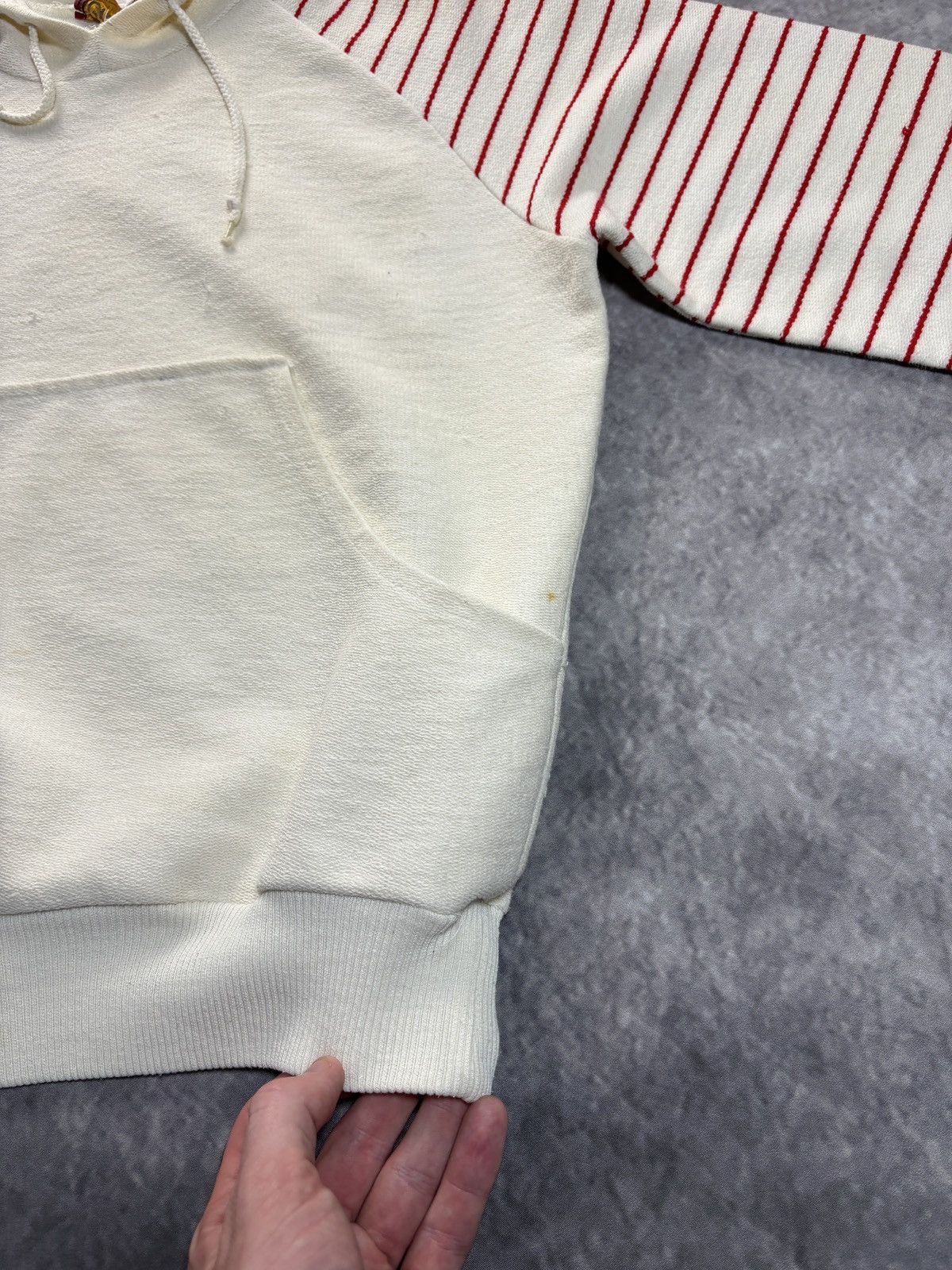 Vintage Vintage Sweatshirt Raglan Hoodie Pullover 70s Crayons Stripe Size US S / EU 44-46 / 1 - 7 Thumbnail