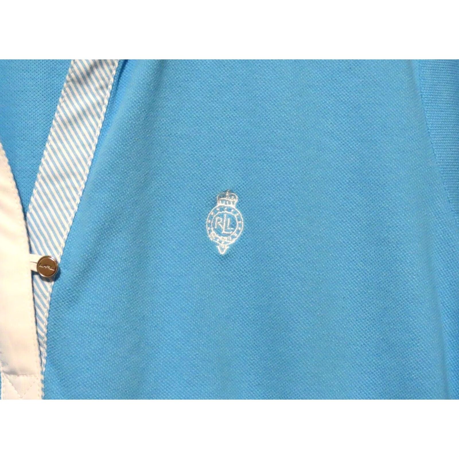 Ralph Lauren Lauren Active Polo Shirt Women V-Neck Short Sleeve Light Blue 100% Cotton XL Button Accent Shirt Size XL / US 12-14 / IT 48-50 - 5 Thumbnail